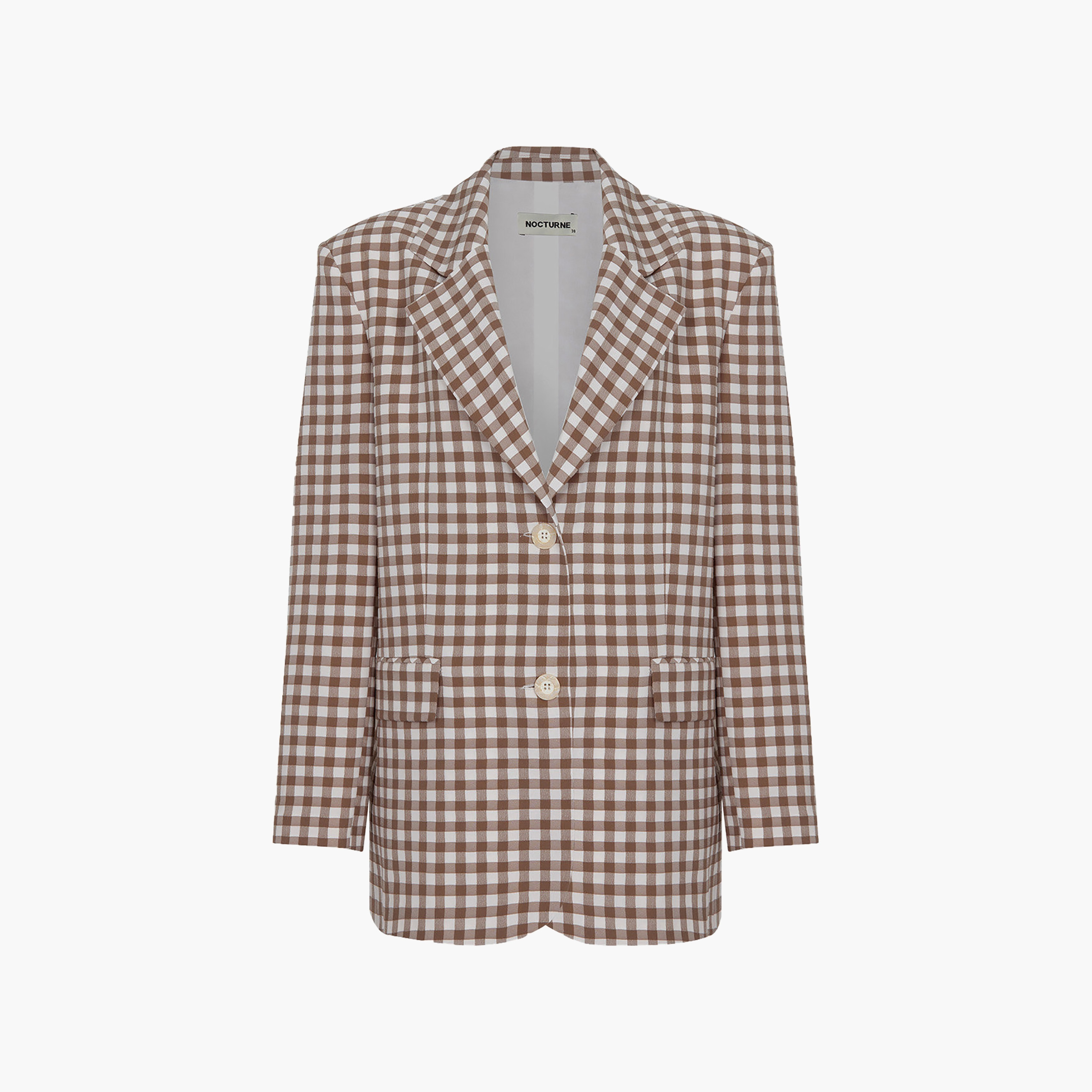 Nocturne Checked Lapel Collar Multicolour Women's Single Breasted Blazer-women-clothing-coatsandjackets-blazers-image-4