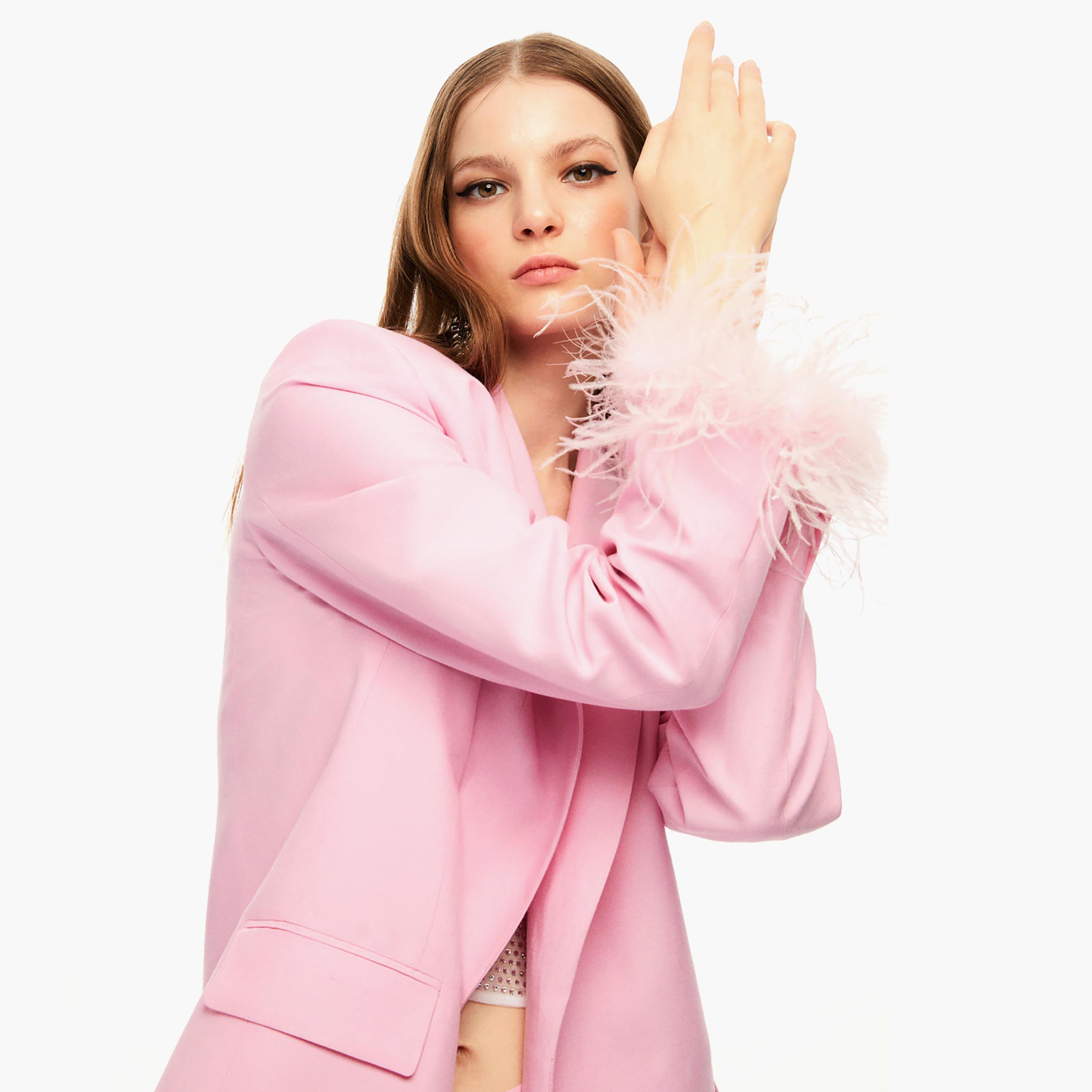 Nocturne Lapel Collar Pink Women's Single Breasted Blazer-women-clothing-coatsandjackets-blazers-image-2