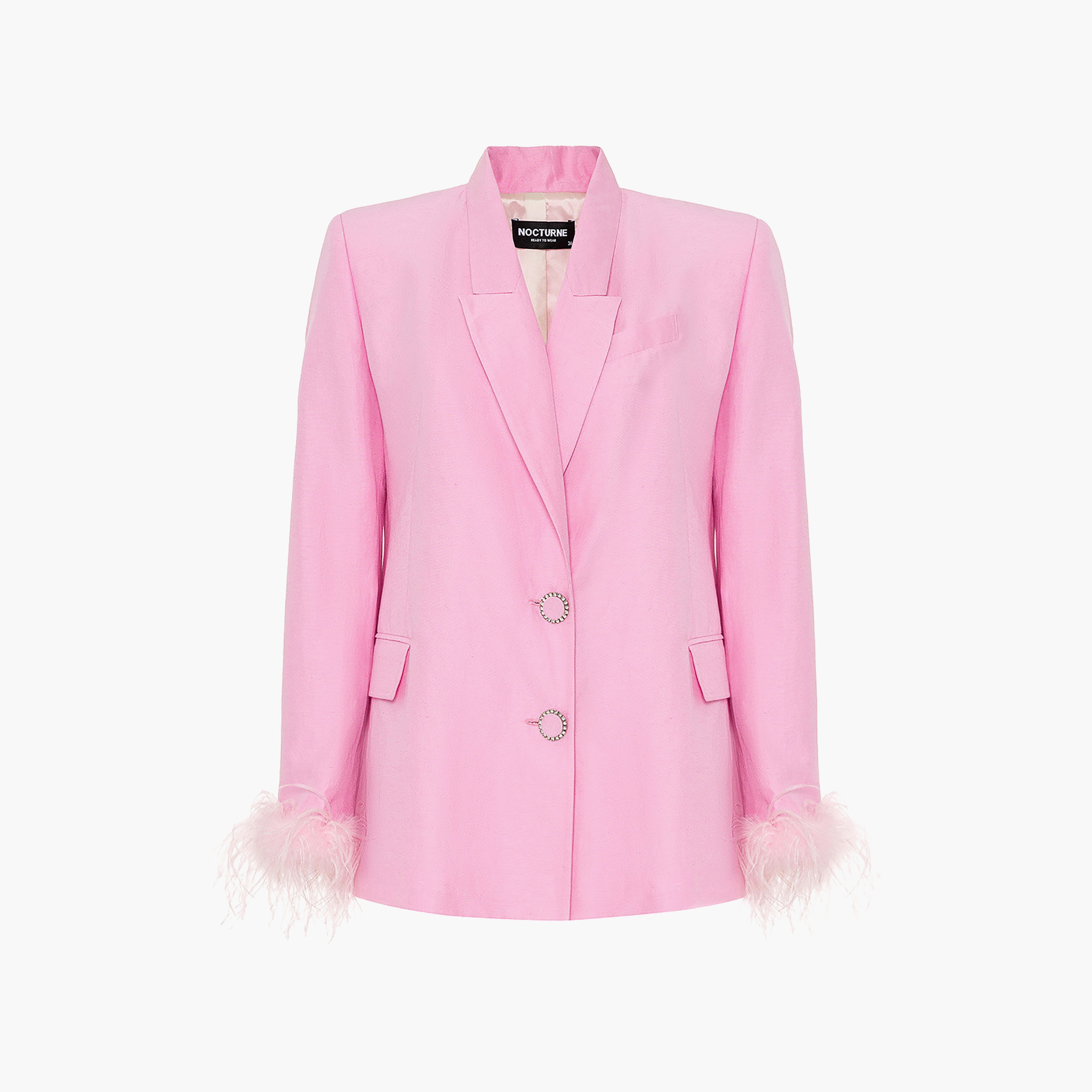 بليزر نسائي وردي بصف واحد من الصدر من نوكترن-women-clothing-coatsandjackets-blazers-image-5