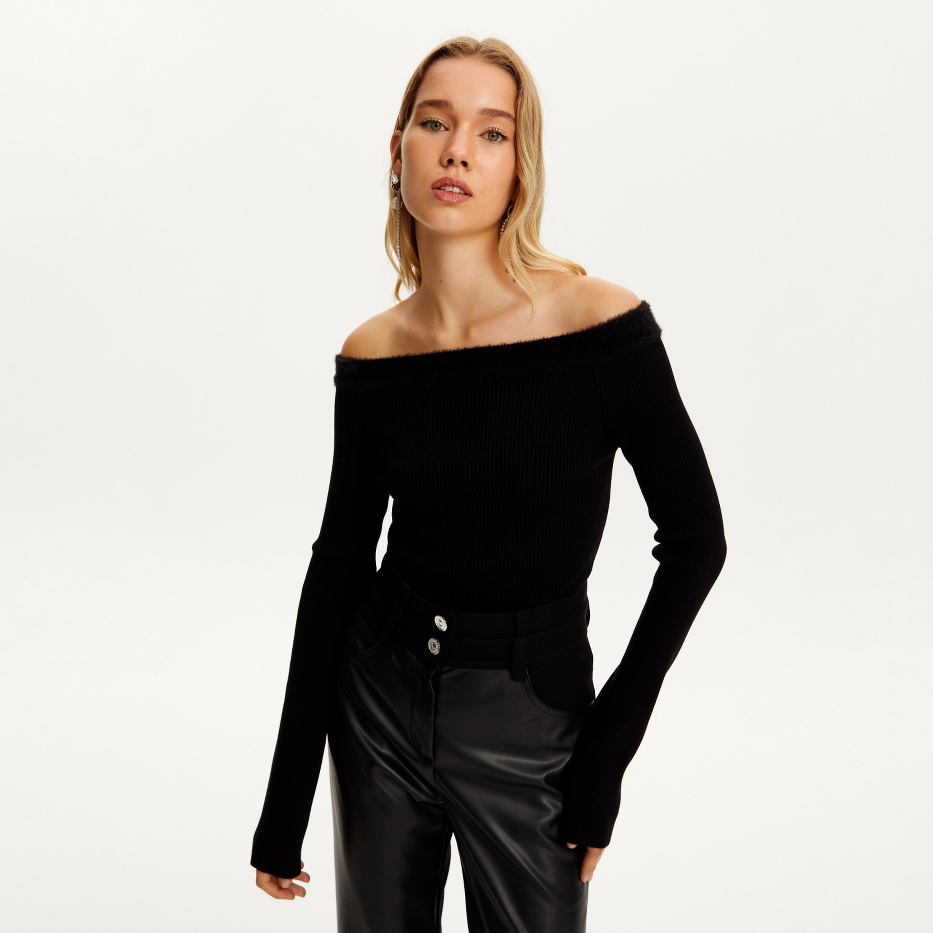 Nocturne Off-shoulder Black Women's Sweater-women-clothing-cardigansandjumpers-jumpers-image-1