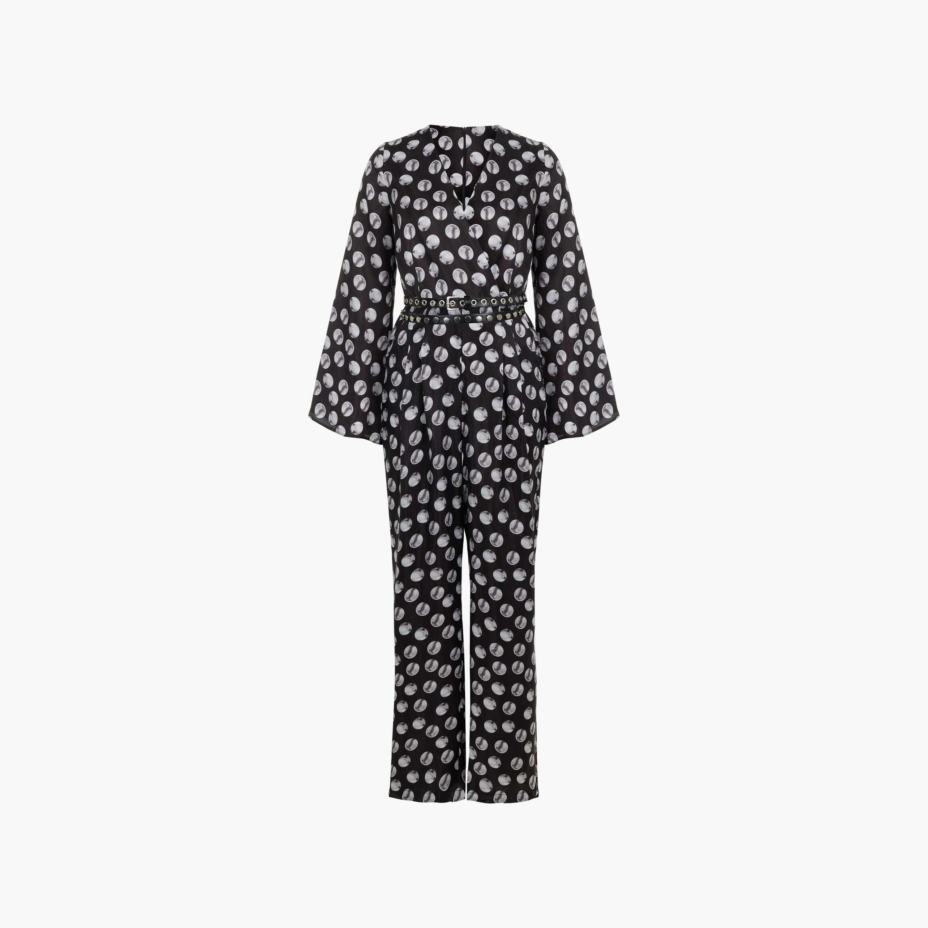 Nocturne Polka Dot Flared Sleeves Black Women's Jumpsuit-women-clothing-jumpsuits-image-6