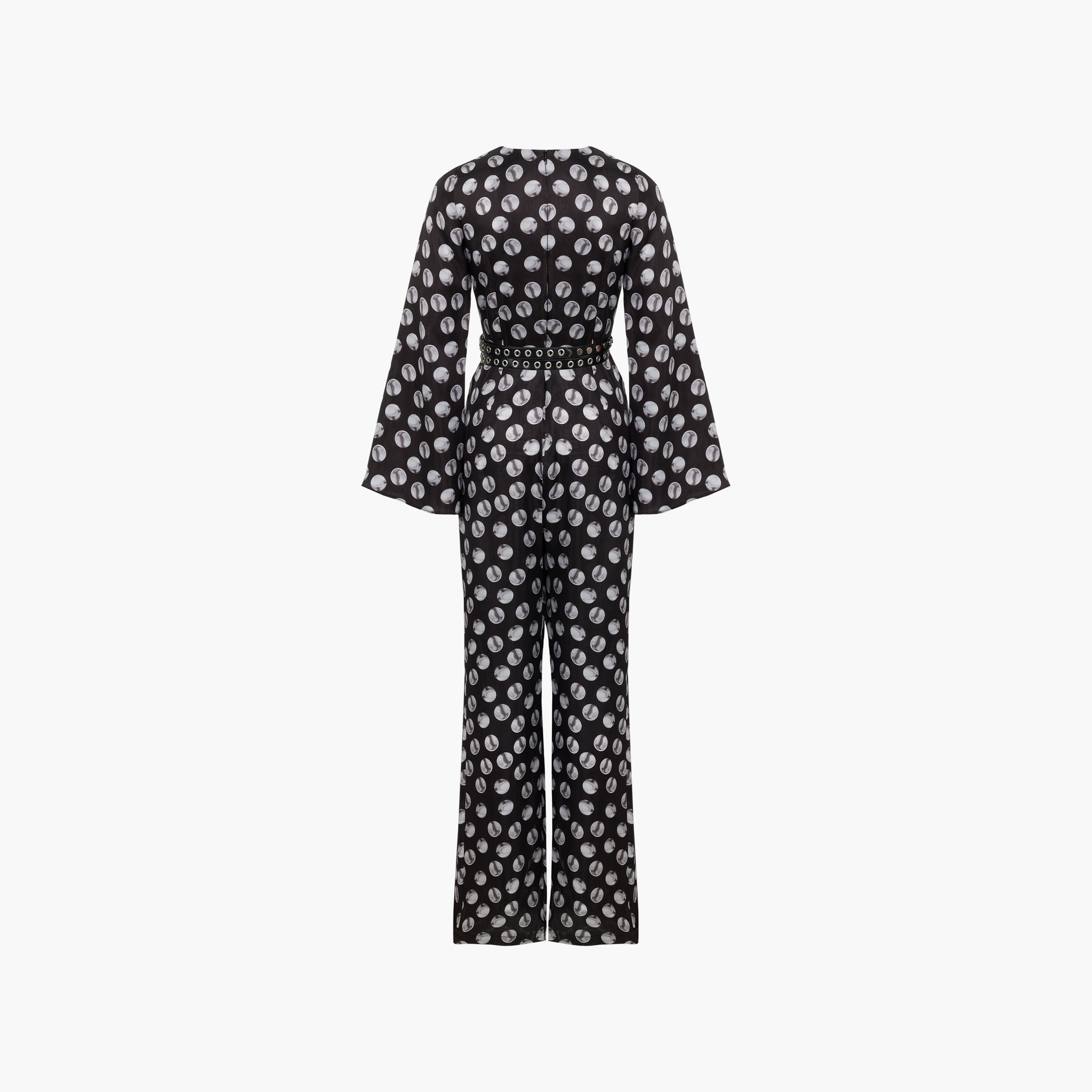 Nocturne Polka Dot Flared Sleeves Black Women's Jumpsuit-women-clothing-jumpsuits-image-7