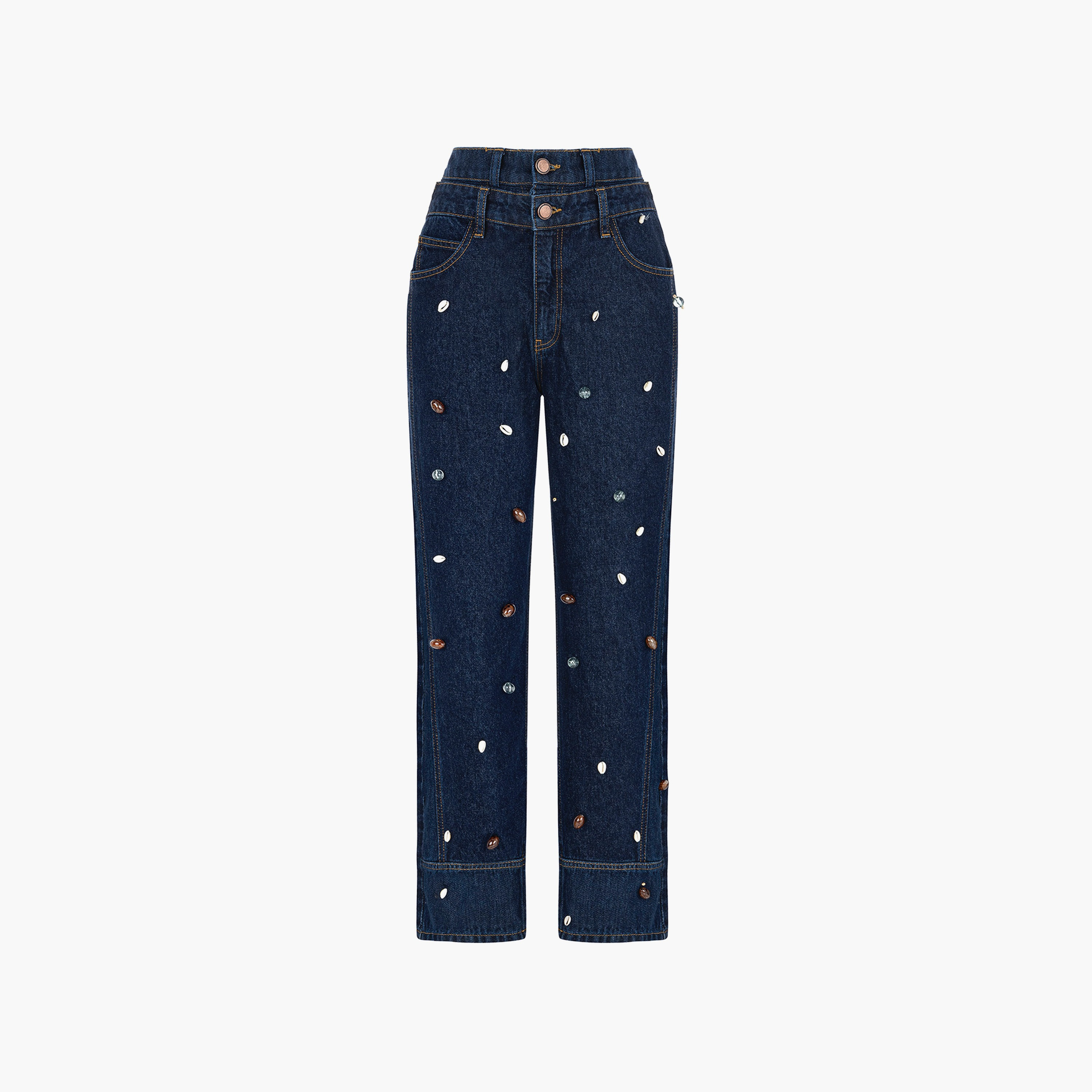 Nocturne Navy Blue Straight Leg Women's Jeans-women-clothing-bottoms-jeans-image-1
