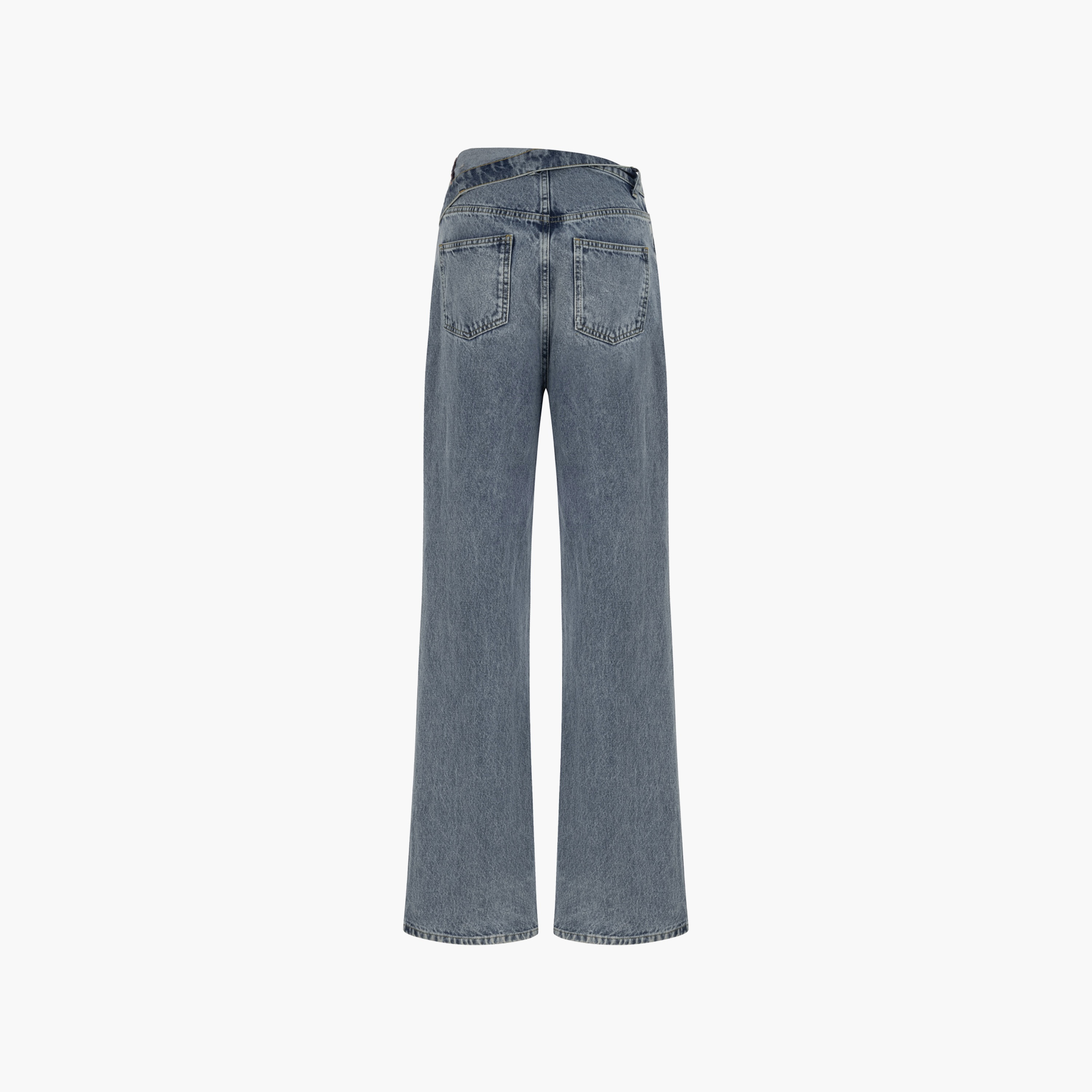 بنطلون جينز نسائي واسع الساق بوسط مطوي باللون الأزرق من نوكتيرن-women-clothing-bottoms-jeans-image-3