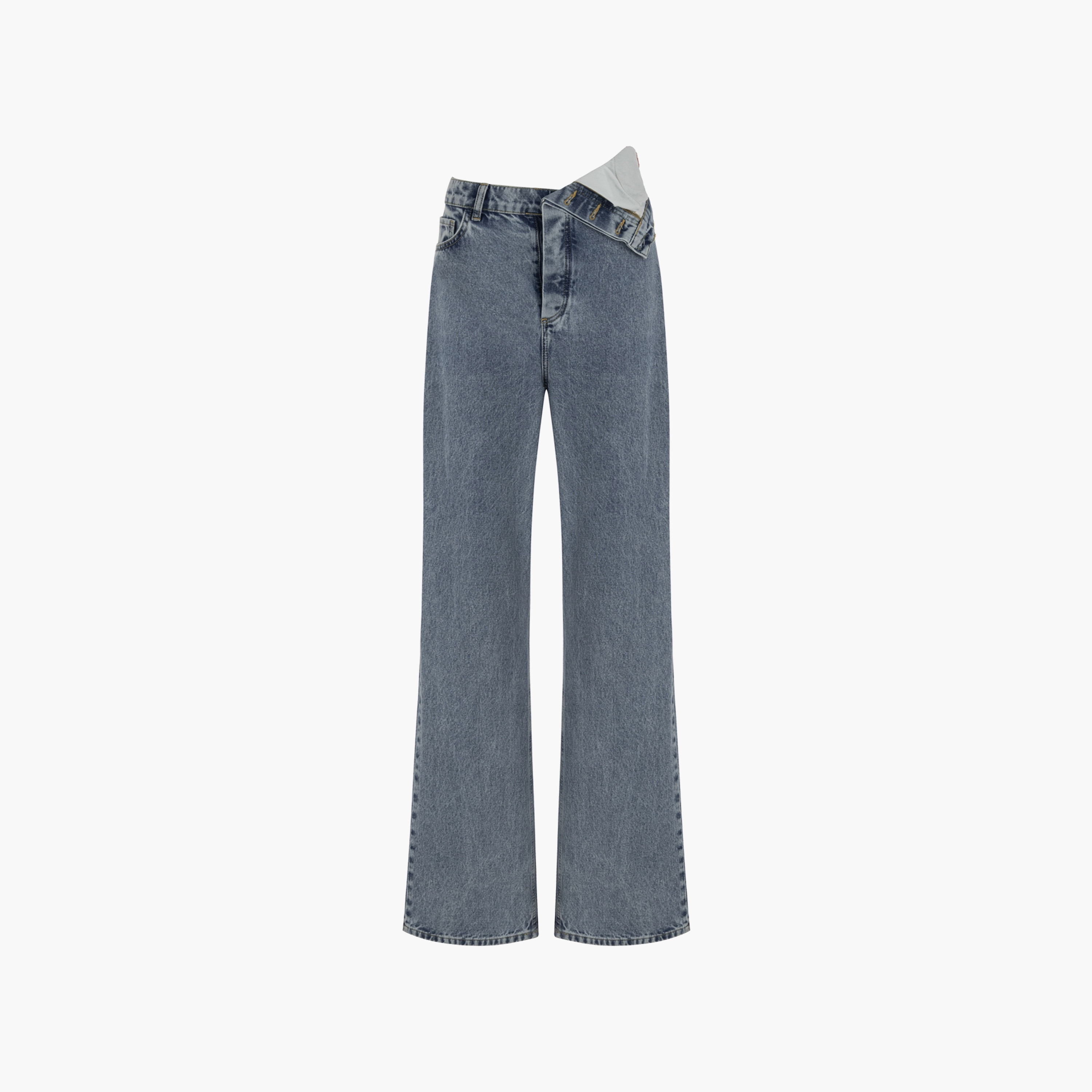 بنطلون جينز نسائي واسع الساق بوسط مطوي باللون الأزرق من نوكتيرن-women-clothing-bottoms-jeans-image-4