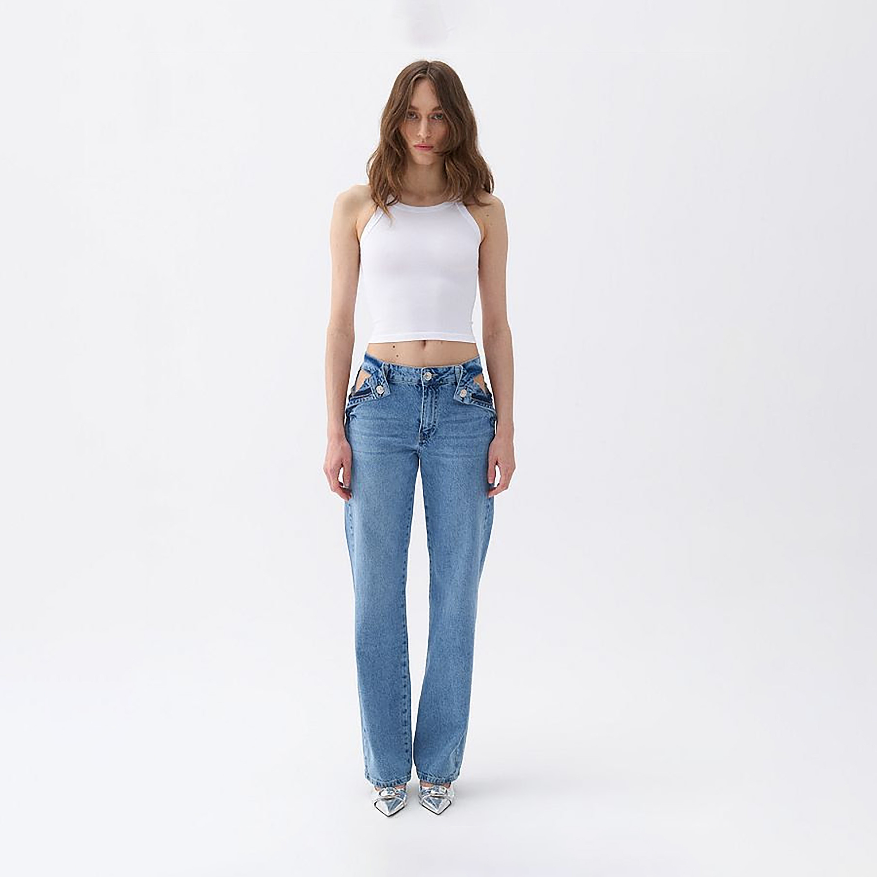 Nocturne Blue Wide Leg Women's Windowed Jeans-women-clothing-bottoms-jeans-image-2