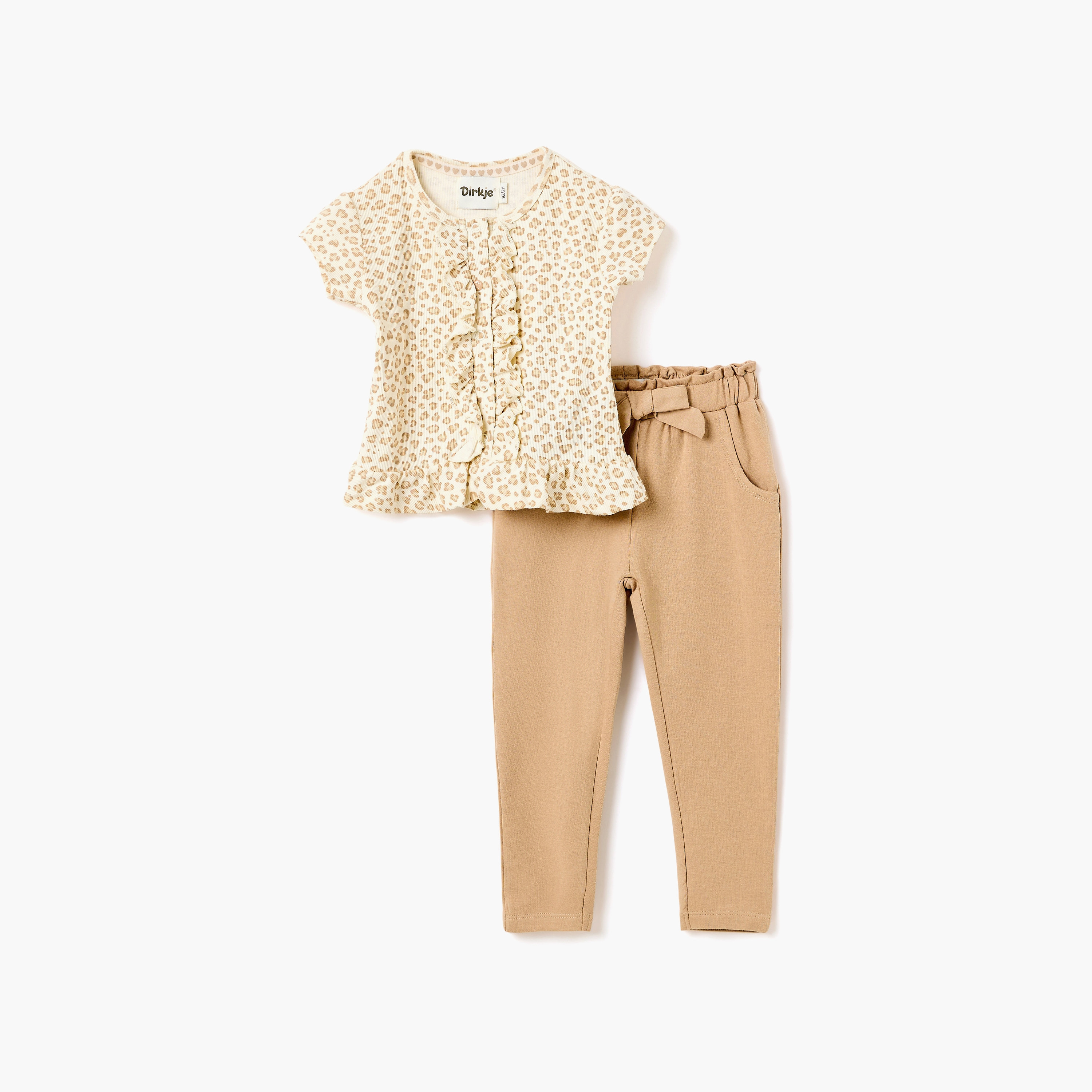 Dirkje Little Leopard Ruffle Top & Soft Twill Joggers Set-girls-clothing-setsandcoords-image-3