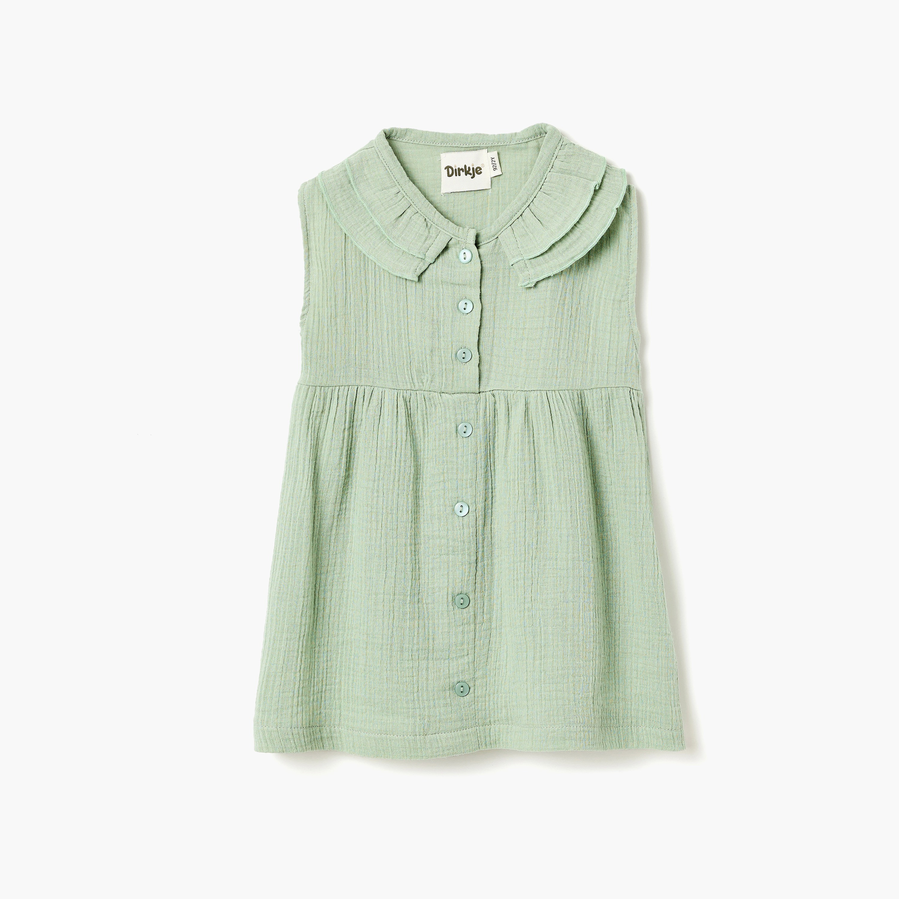 Dirkje Mint Muslin Frill-Collar Dress & matching Headband Set-girls-clothing-dressesandjumpsuits-image-2
