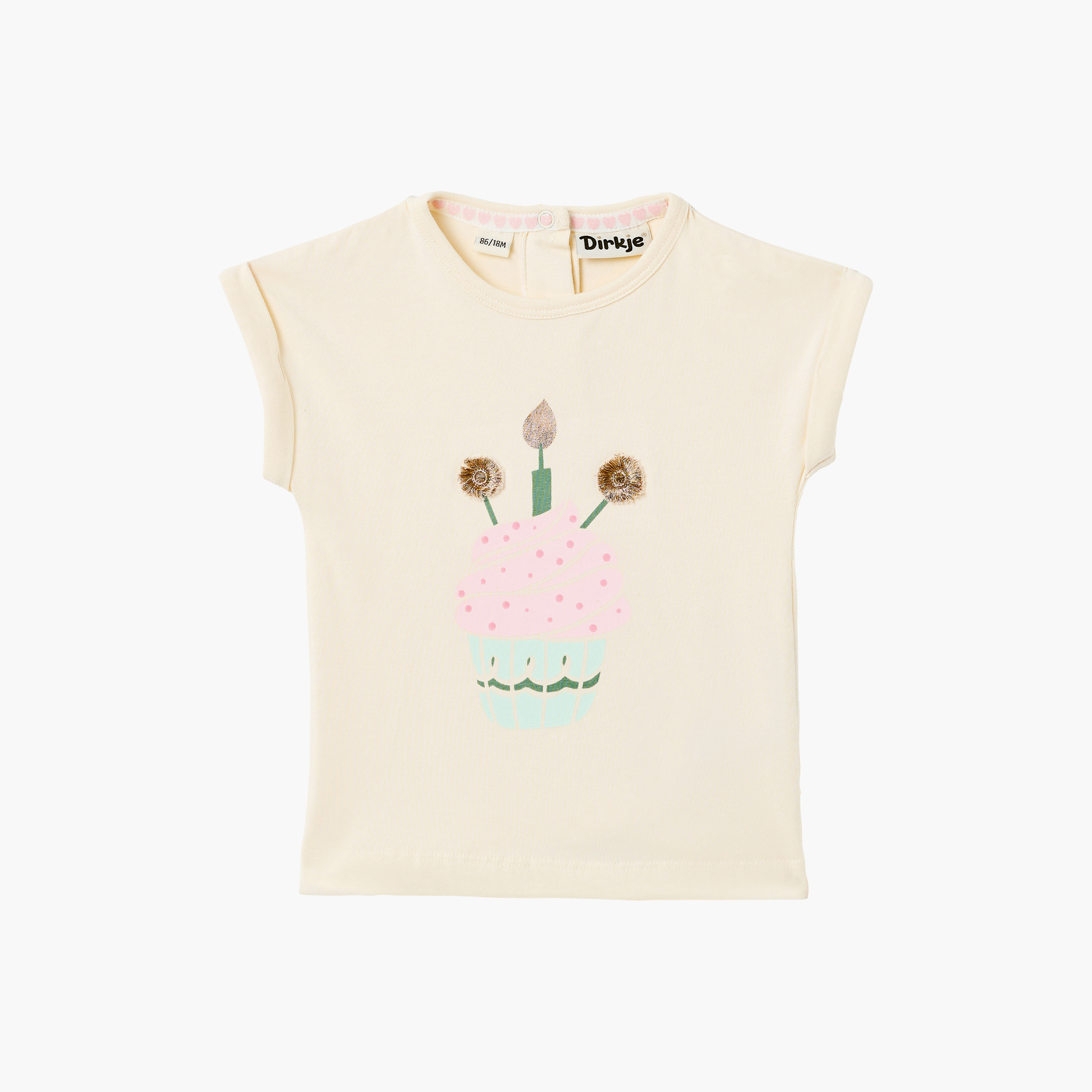 طقم بلوزة بكشكشة وشورت من قماش الوافل بنقشة "Sunny Meadow" من ديركجي-girls-clothing-setsandcoords-image-2