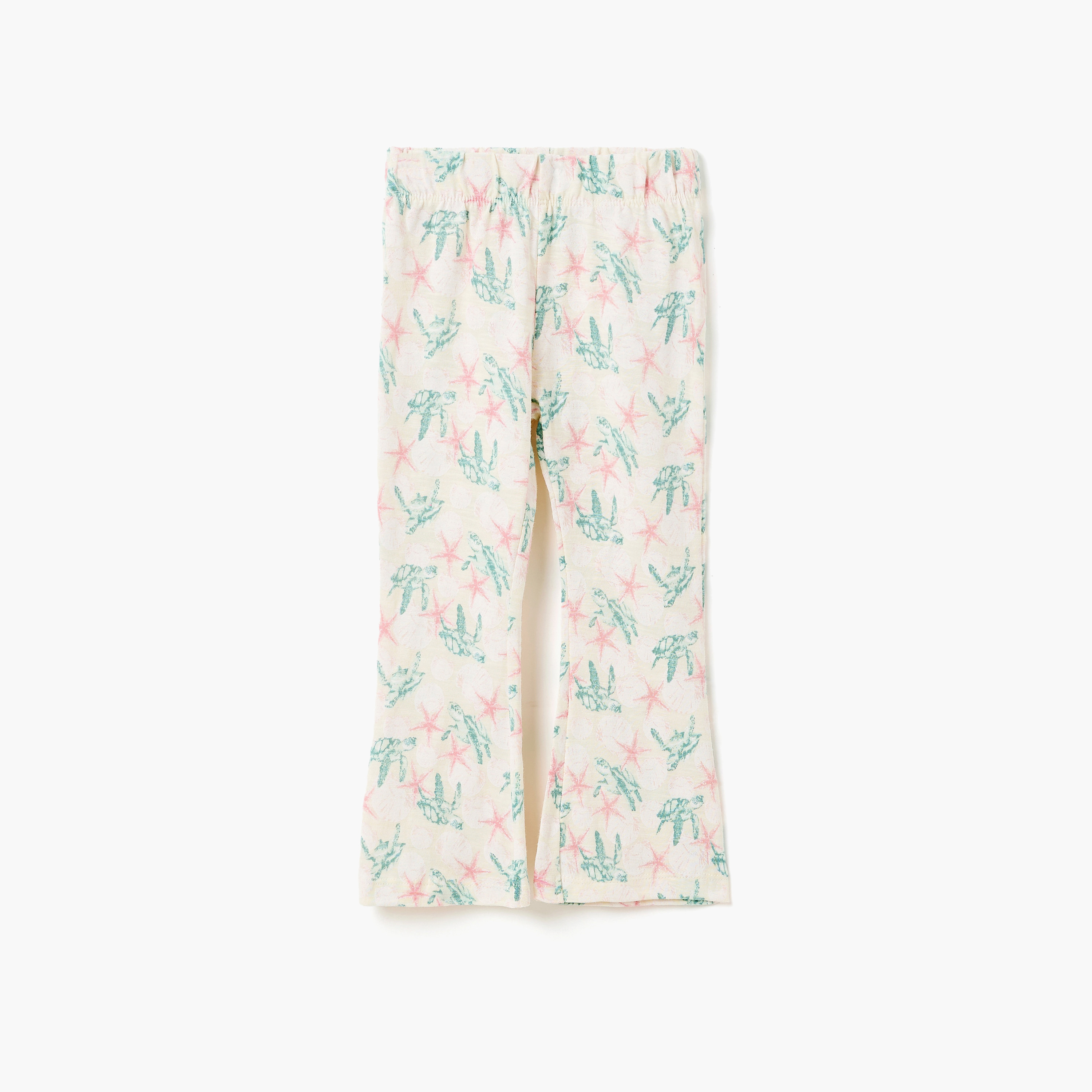 Dirkje Seaside Stroll Tie-Front Tee & Turtle-Print Flared Leggings Set-girls-clothing-setsandcoords-image-5