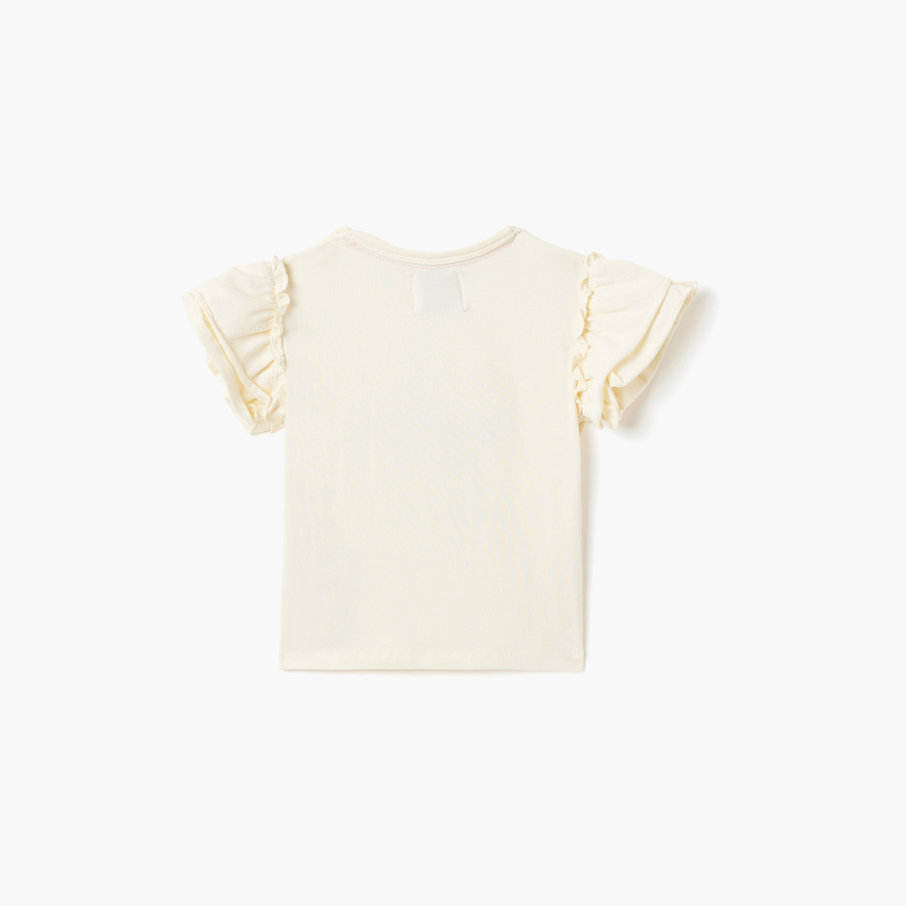 Dirkje Flamingo Ruffle-Sleeve Tee & Bow-Trim Shorts Set-girls-clothing-setsandcoords-image-4