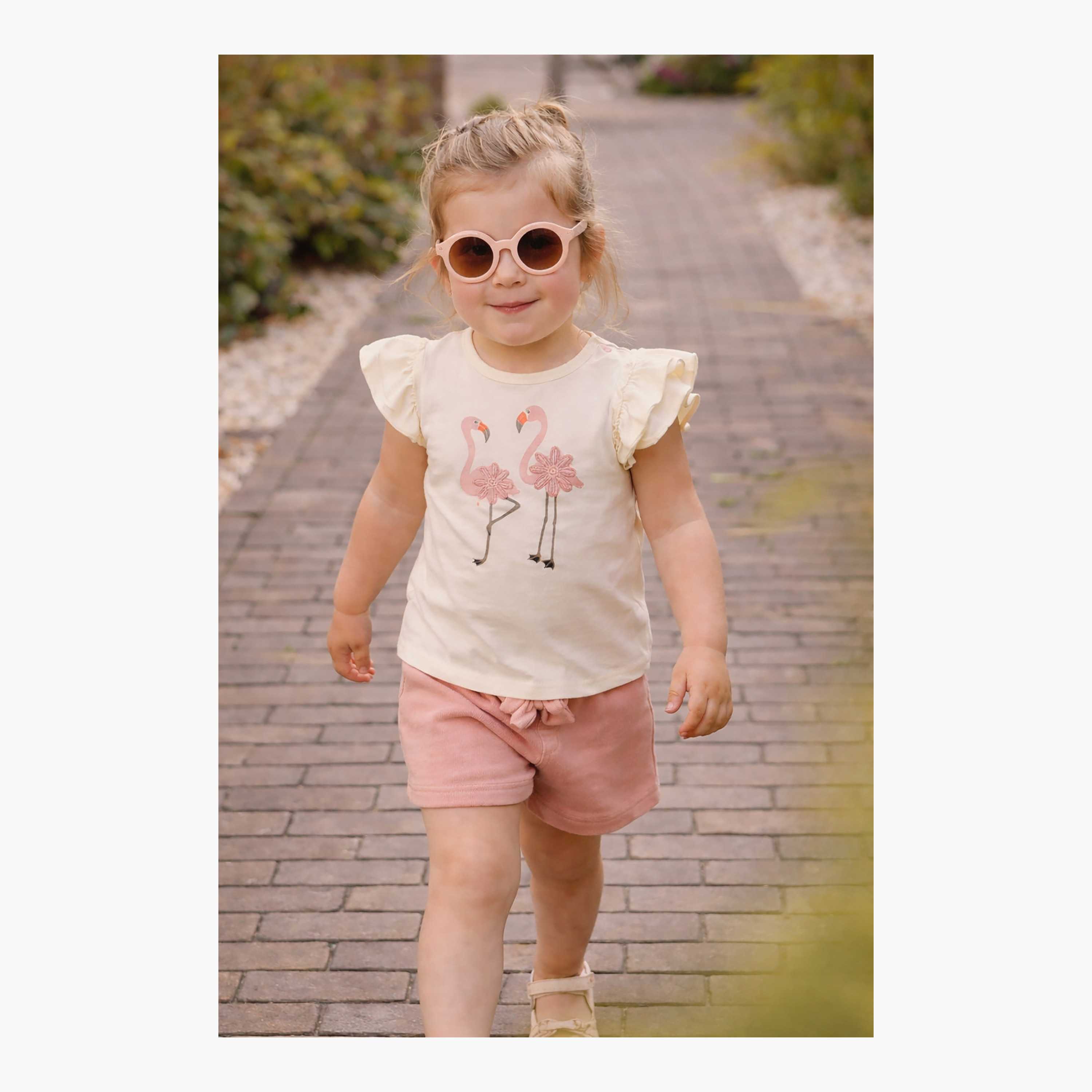 Dirkje Flamingo Ruffle-Sleeve Tee & Bow-Trim Shorts Set-girls-clothing-setsandcoords-image-7