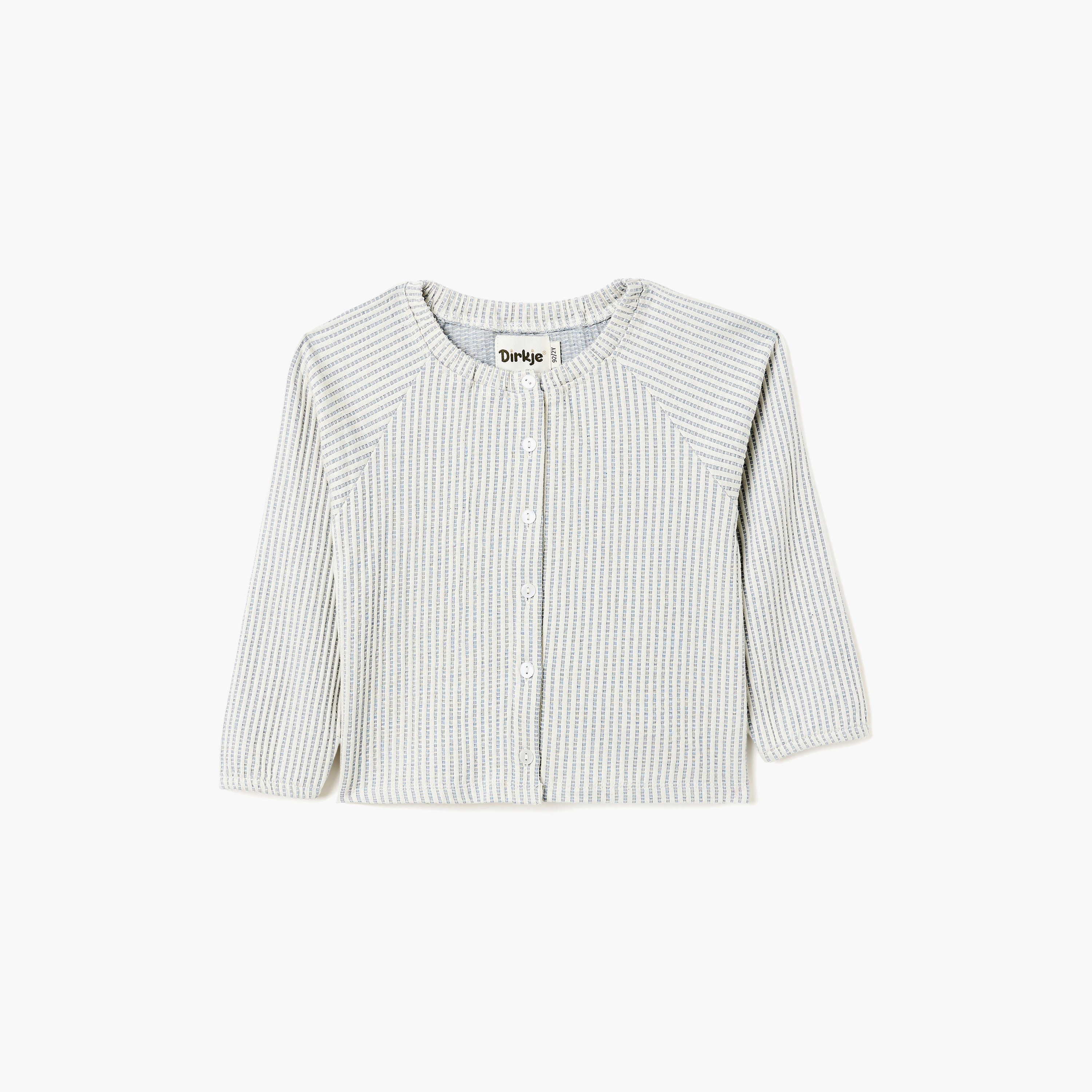 Dirkje Blue-Stripe Seersucker Button-Up Top & Ruffle-Trim Shorts Set-girls-clothing-setsandcoords-image-2