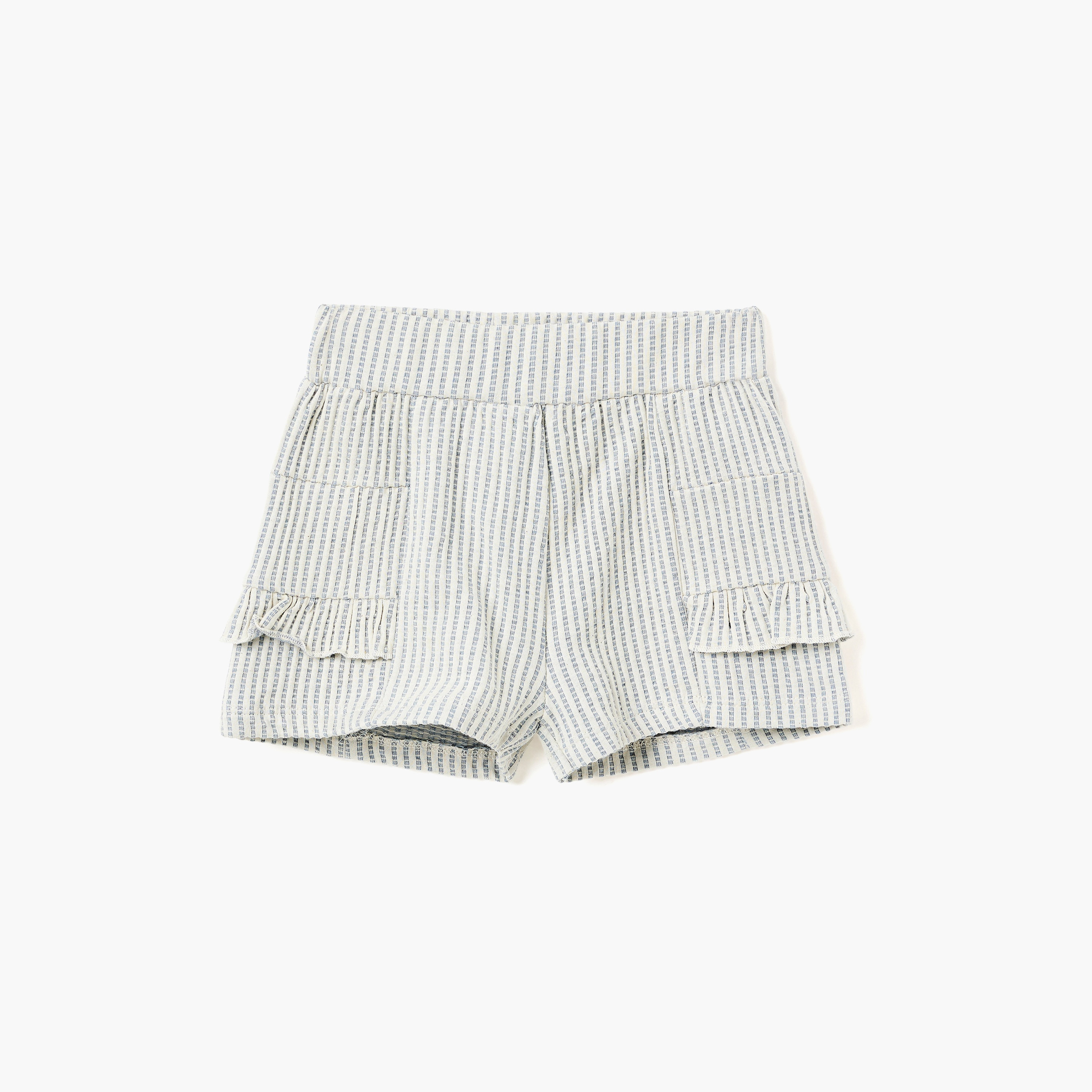 Dirkje Blue-Stripe Seersucker Button-Up Top & Ruffle-Trim Shorts Set-girls-clothing-setsandcoords-image-4