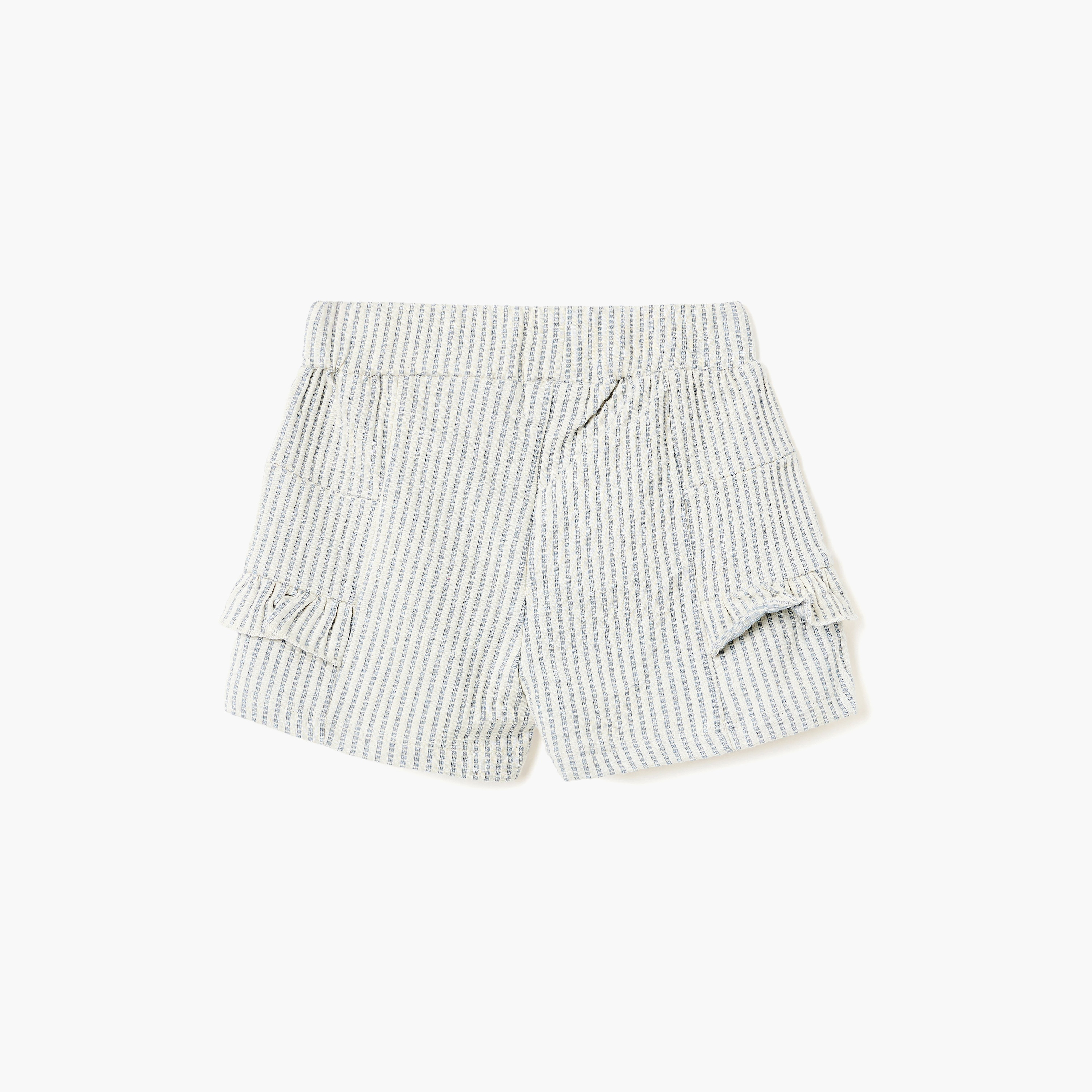 Dirkje Blue-Stripe Seersucker Button-Up Top & Ruffle-Trim Shorts Set-girls-clothing-setsandcoords-image-5