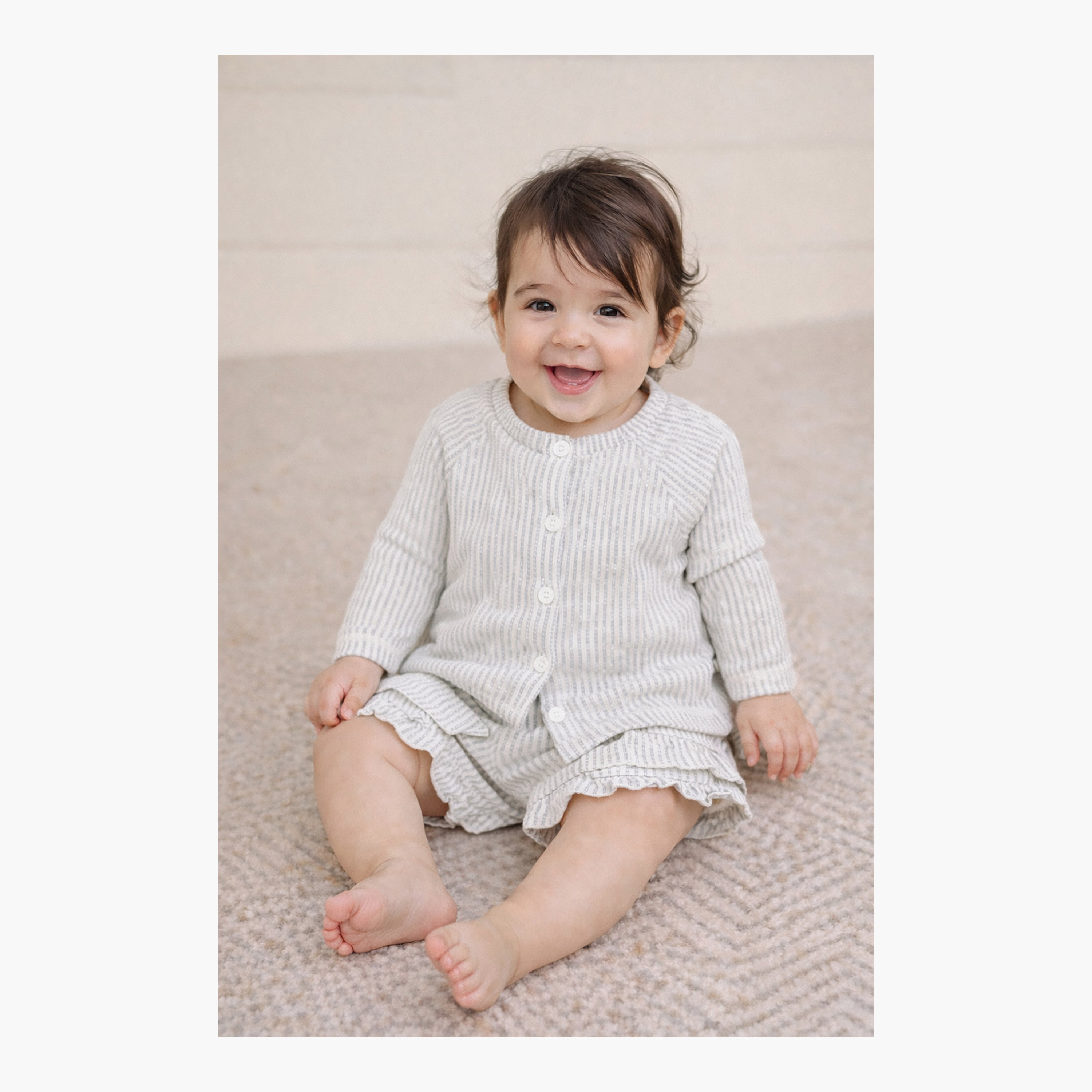 Dirkje Blue-Stripe Seersucker Button-Up Top & Ruffle-Trim Shorts Set-girls-clothing-setsandcoords-image-6