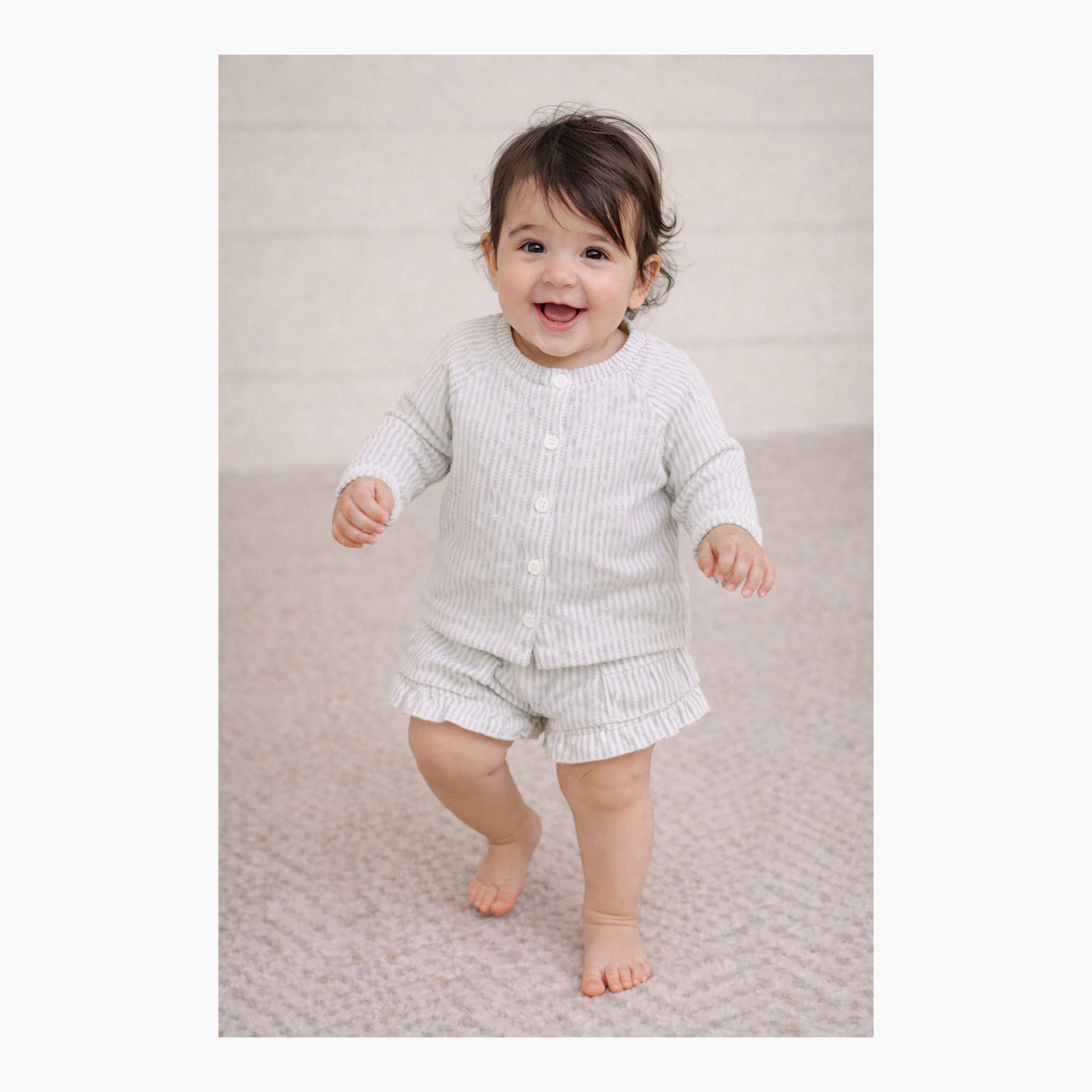 Dirkje Blue-Stripe Seersucker Button-Up Top & Ruffle-Trim Shorts Set-girls-clothing-setsandcoords-image-7
