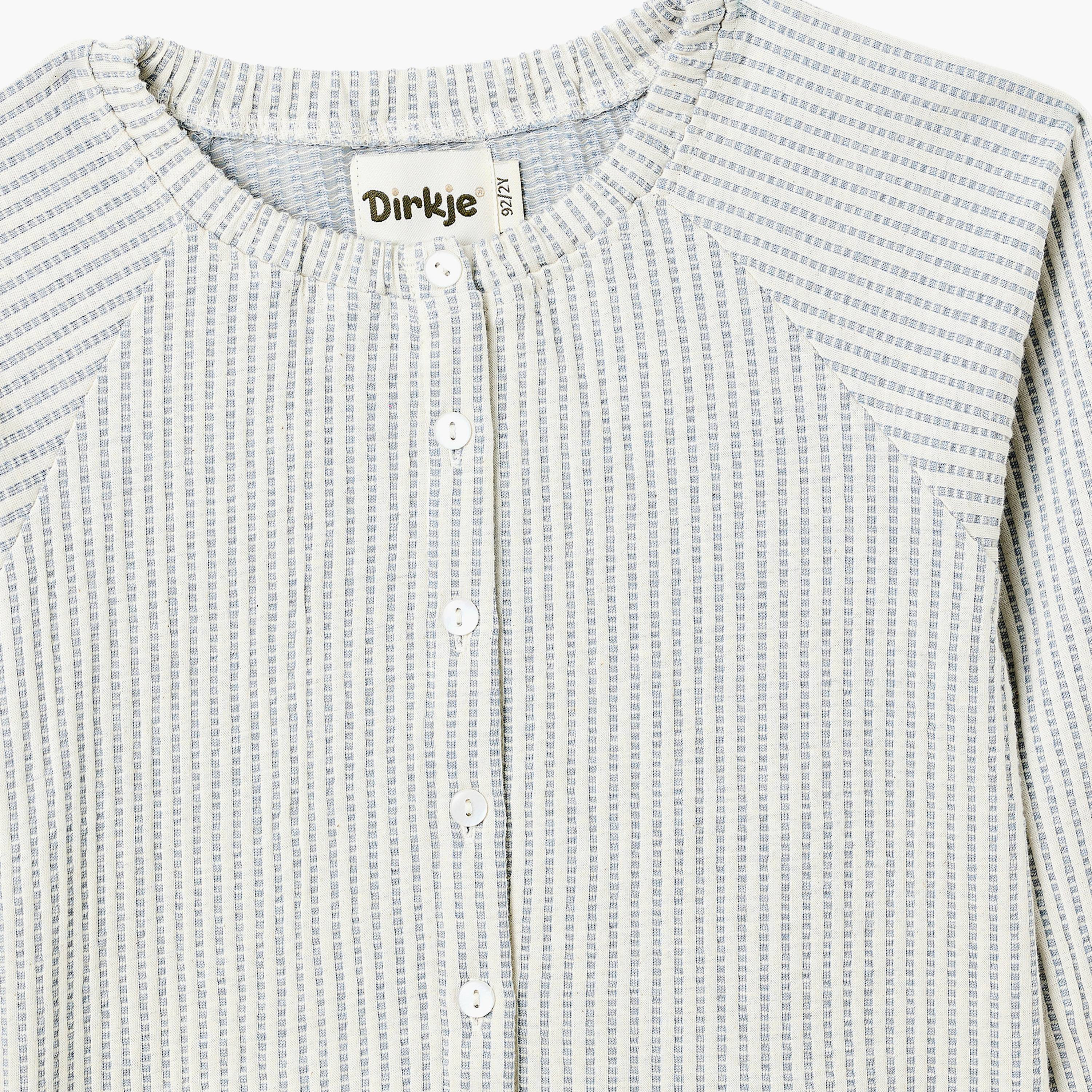 Dirkje Blue-Stripe Seersucker Button-Up Top & Ruffle-Trim Shorts Set-girls-clothing-setsandcoords-image-8