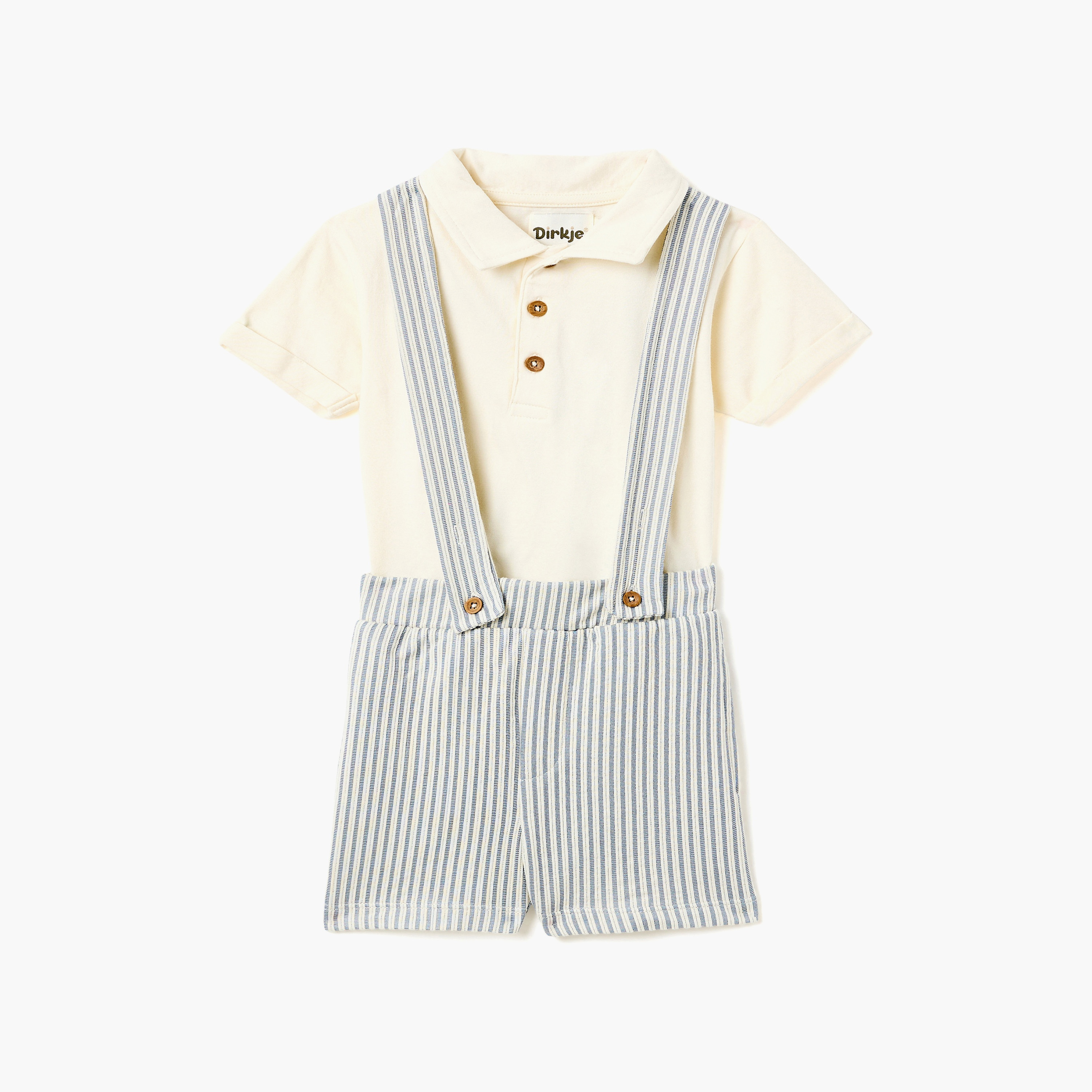Dirkje Seaside Stripes Cream Polo & Pin-Stripe Suspender Short Set-boys-clothing-setsandcoords-image-1