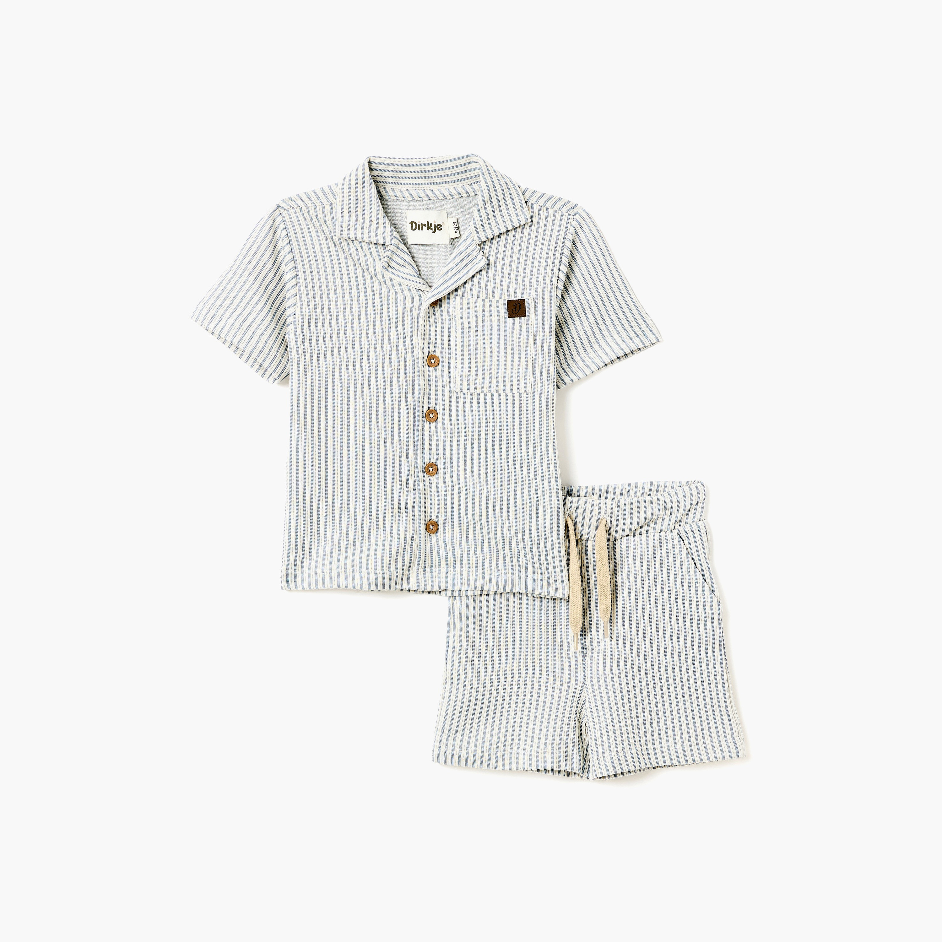 Dirkje Blue-Stripe Seersucker Shirt & Shorts Set-boys-clothing-setsandcoords-image-1