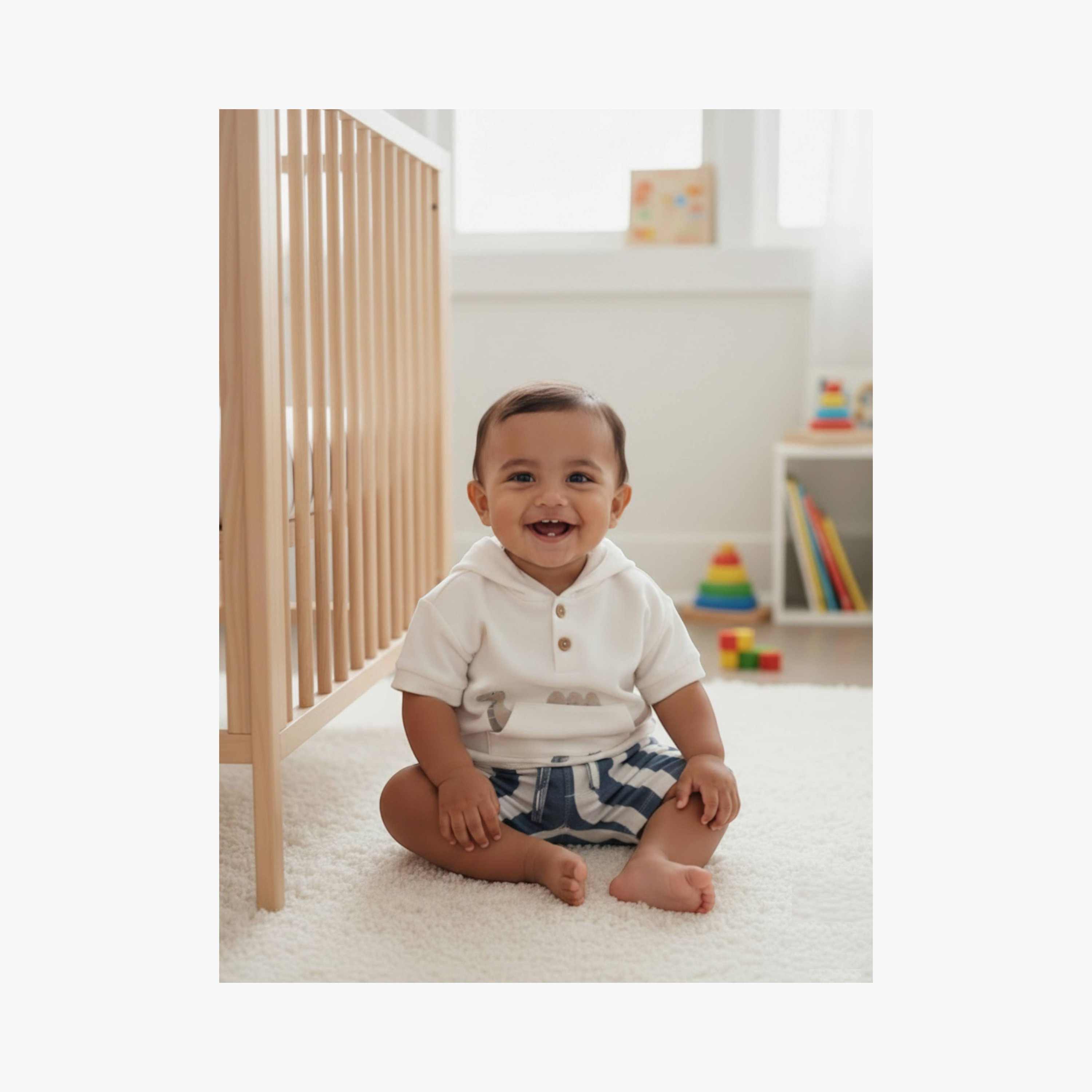 Victor and Jane Half Sleeves Cozy Dino Hooded T-Shirt & Striped Shorts Set-baby-boys-clothing-setsandcoords-image-11