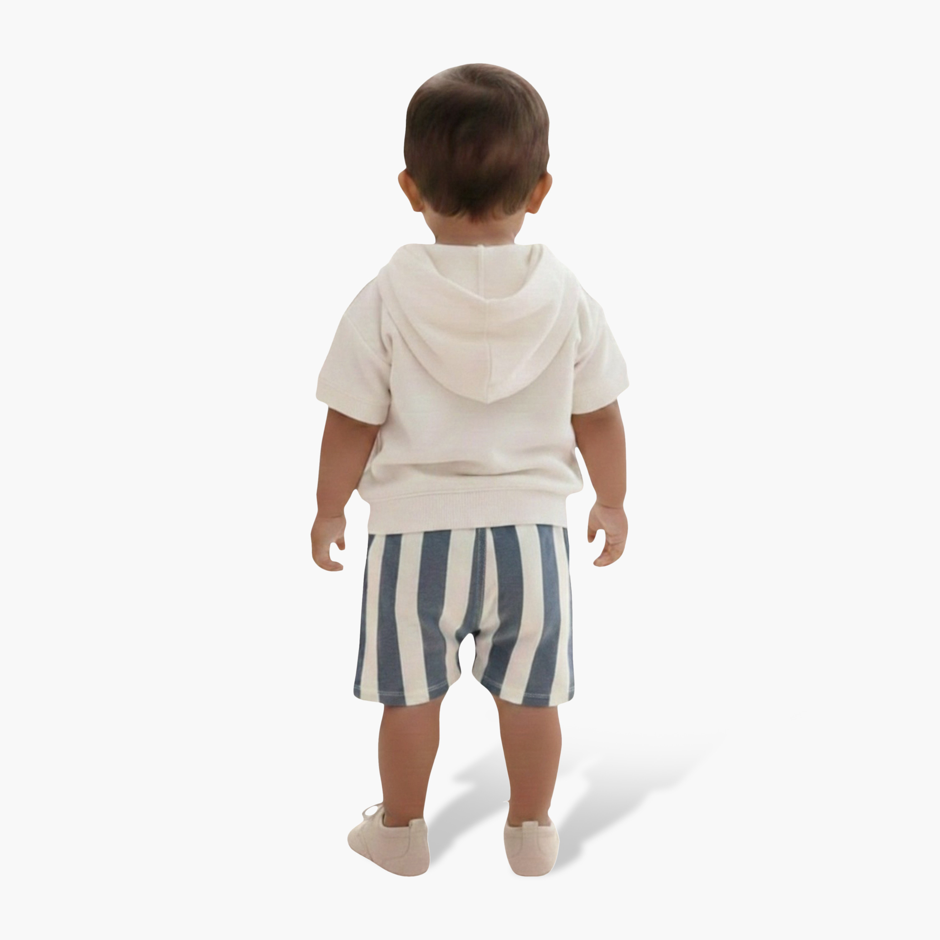 Victor and Jane Half Sleeves Cozy Dino Hooded T-Shirt & Striped Shorts Set-baby-boys-clothing-setsandcoords-image-4
