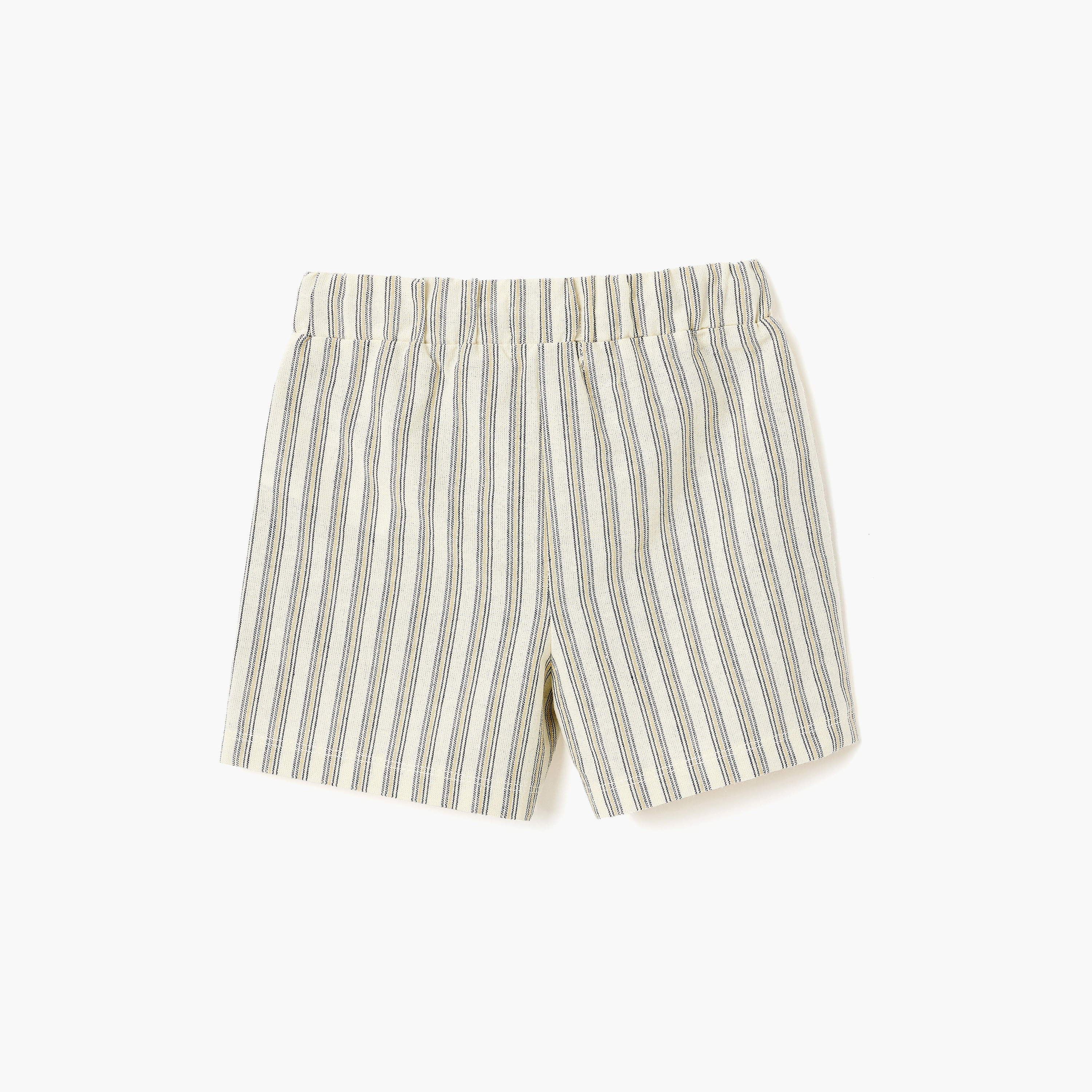طقم قميص مخطط بياقة وأزرار أمامية مع شورت برباط خصر من ديركجي-boys-clothing-setsandcoords-image-5
