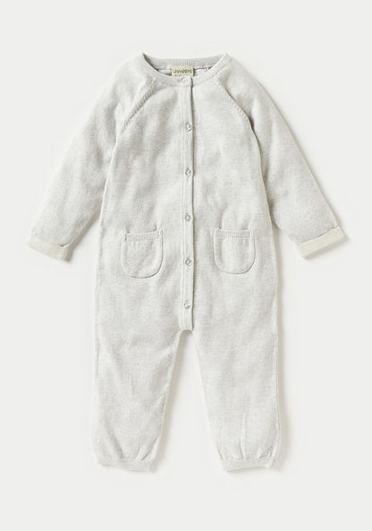 Juniors Solid Romper with Long Sleeves and Pocket-Sleepsuits-image-0