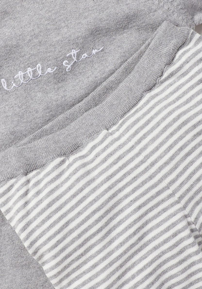 Juniors Embroidered Sweater and Elasticated Pyjama Set-Pyjama Sets-image-4