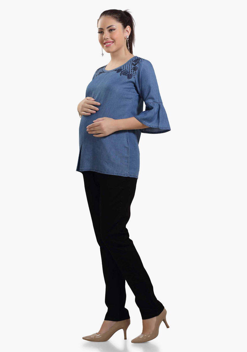 House of Napius Maternity Embroidered Tunic-Tops-image-2