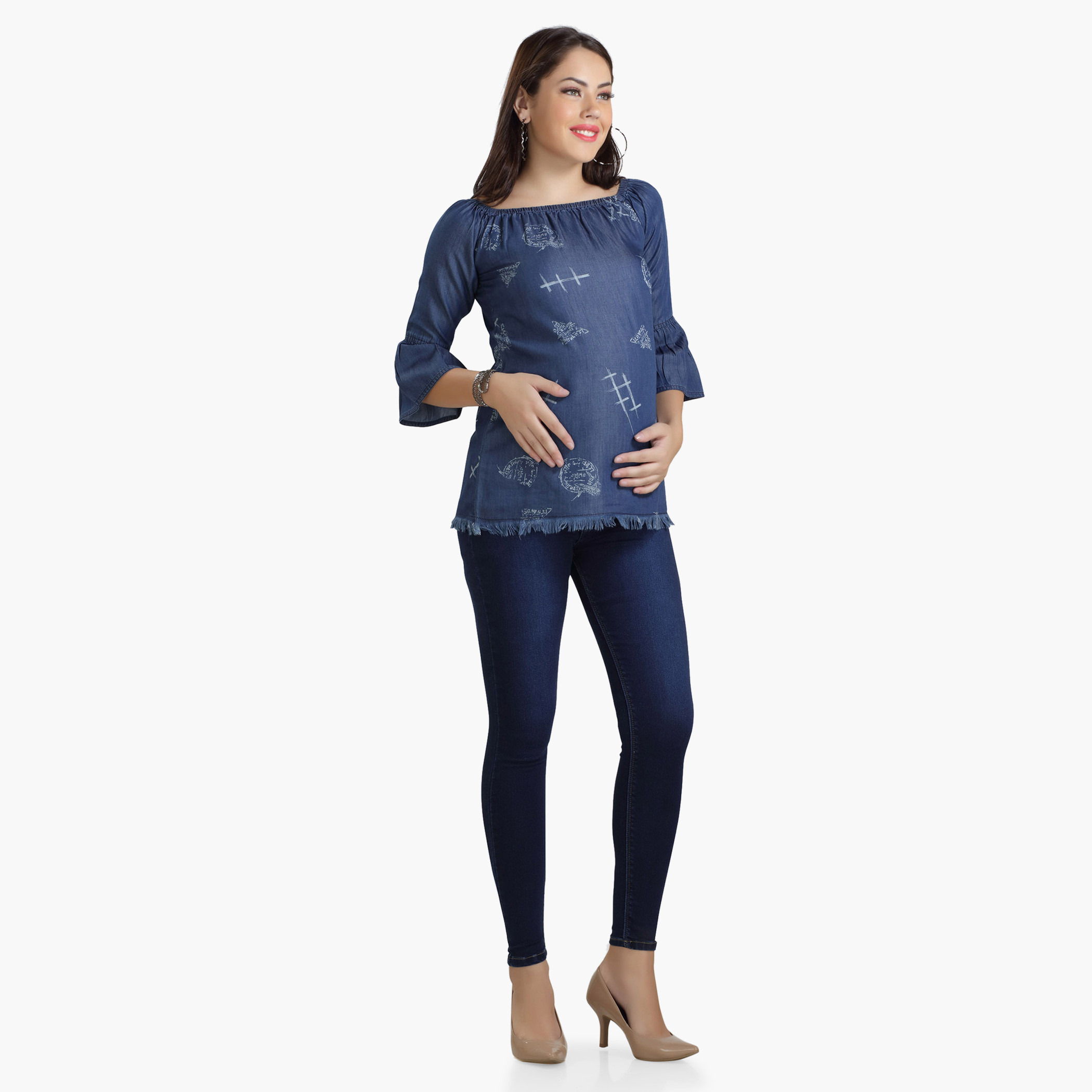 House of Napius Maternity Denim Tunic with Bell Sleeves-baby-maternalcare-maternitywear-image-3