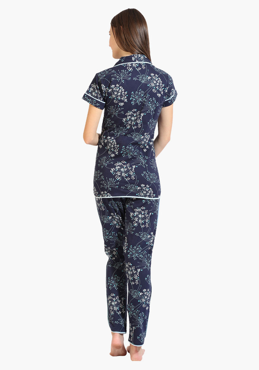 House of Napius Maternity Printed Short Sleeves Shirt and Pyjama Set-Nightwear-image-1