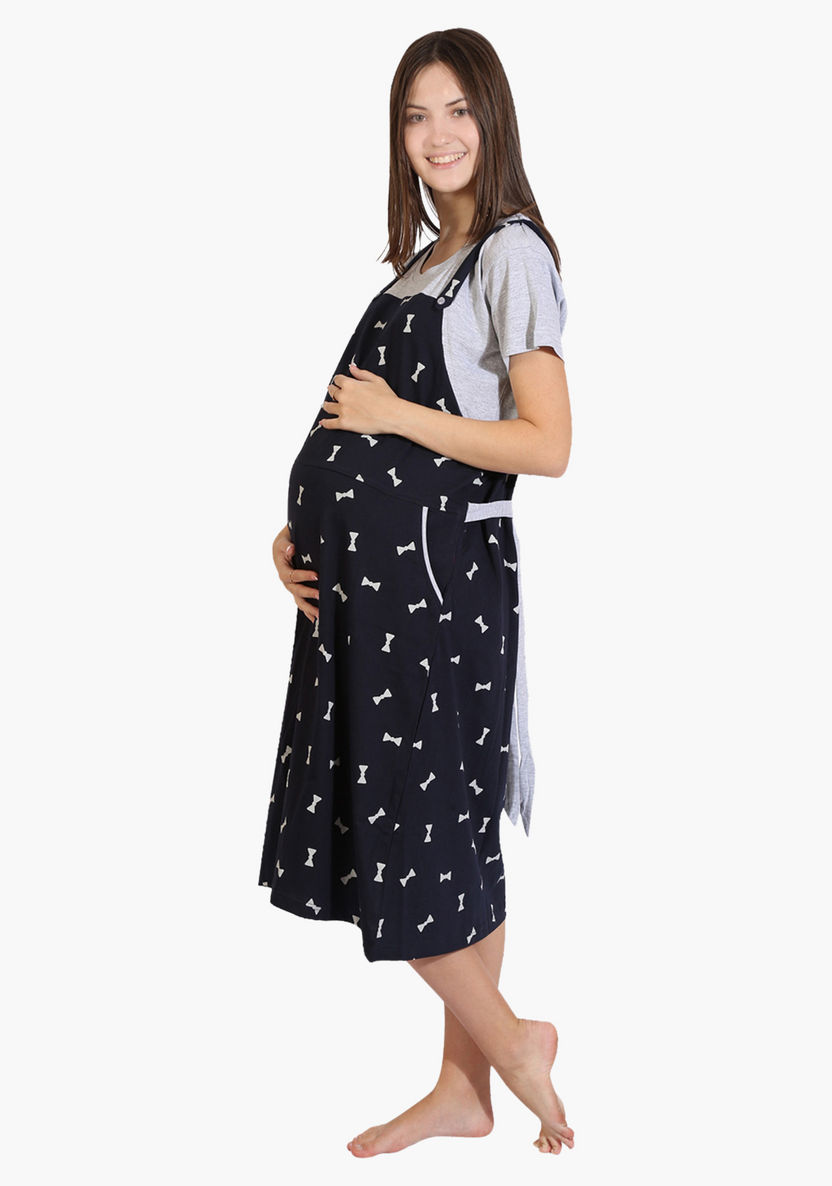 House of Napius Maternity Bow Printed Sleep Dress-Nightwear-image-2