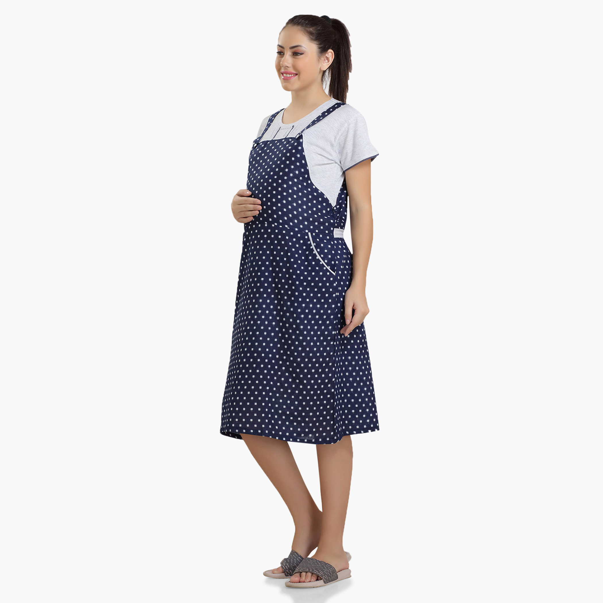 Buy House of Napius Maternity Polka Dot Printed Sleep Dress Online Mothercare Bahrain