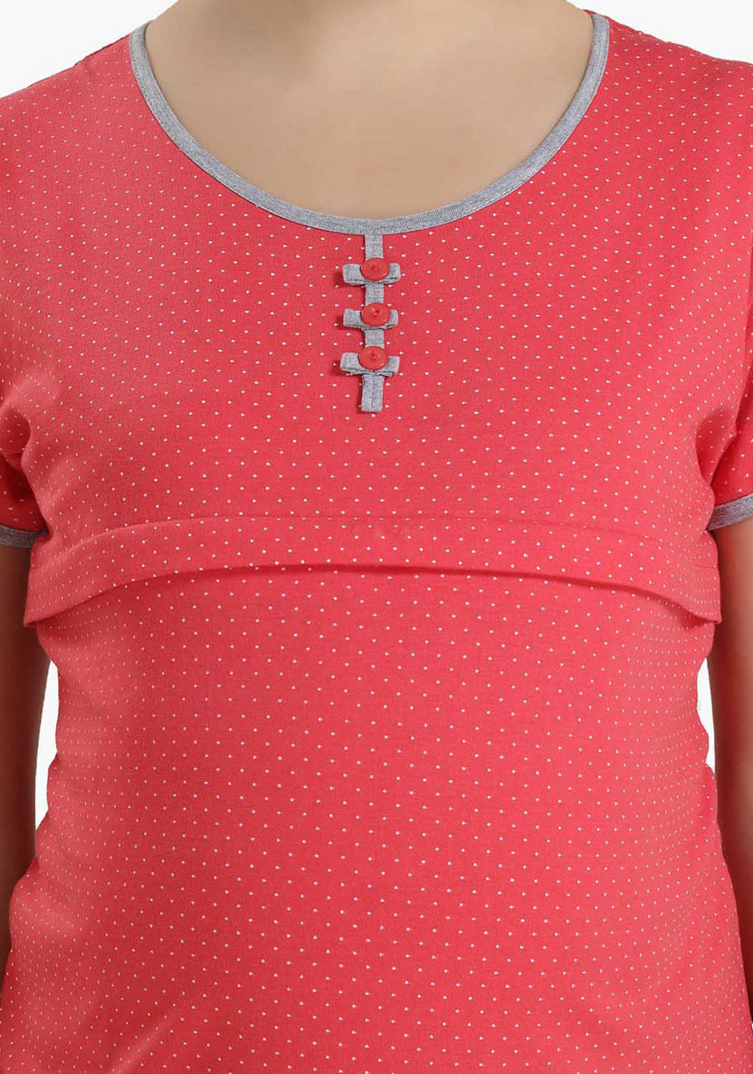 House of Napius Maternity Printed Feeding T-shirt and Pyjama Set-Nightwear-image-4