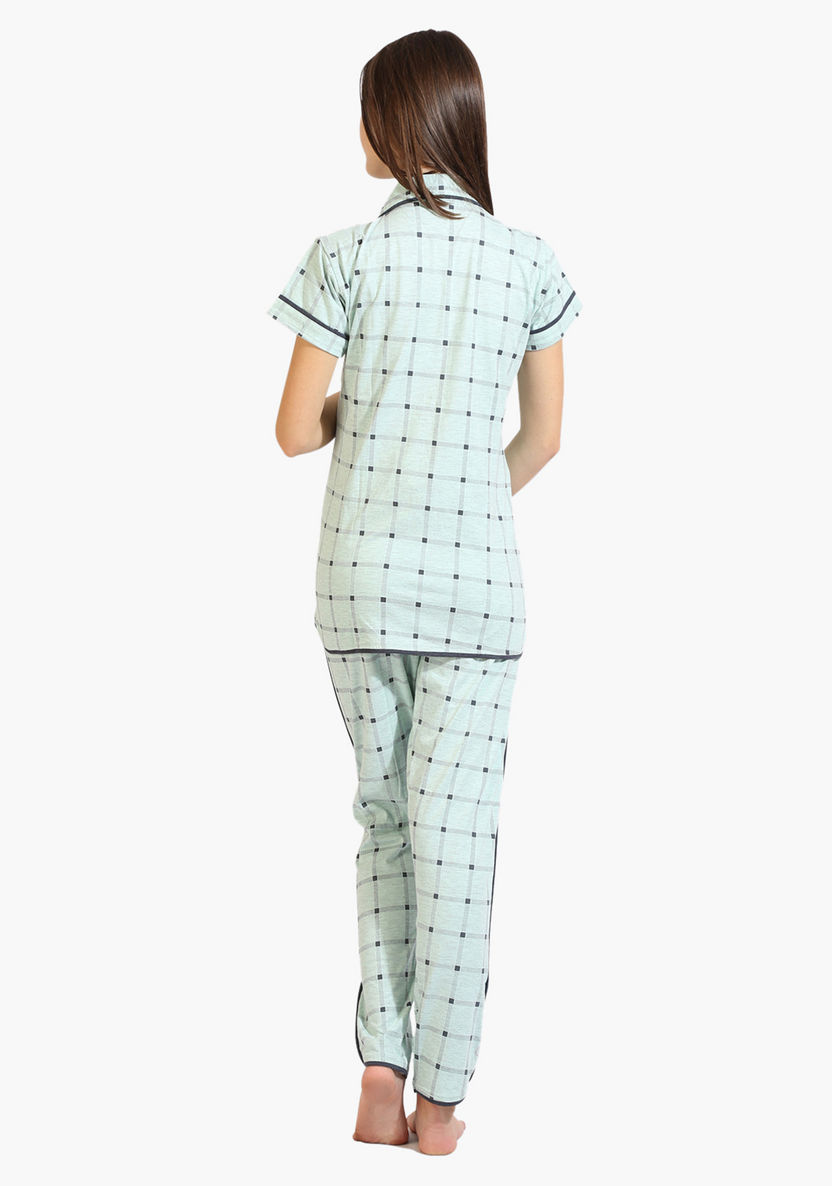 House of Napius Maternity Chequered Shirt and Pyjama Set-Nightwear-image-1
