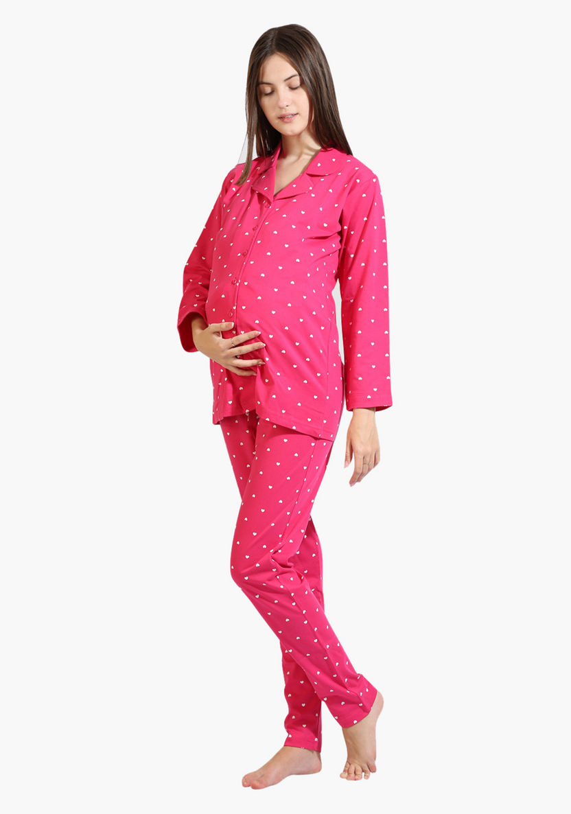 House of Napius Maternity Printed Shirt and Pyjama Set-Nightwear-image-2