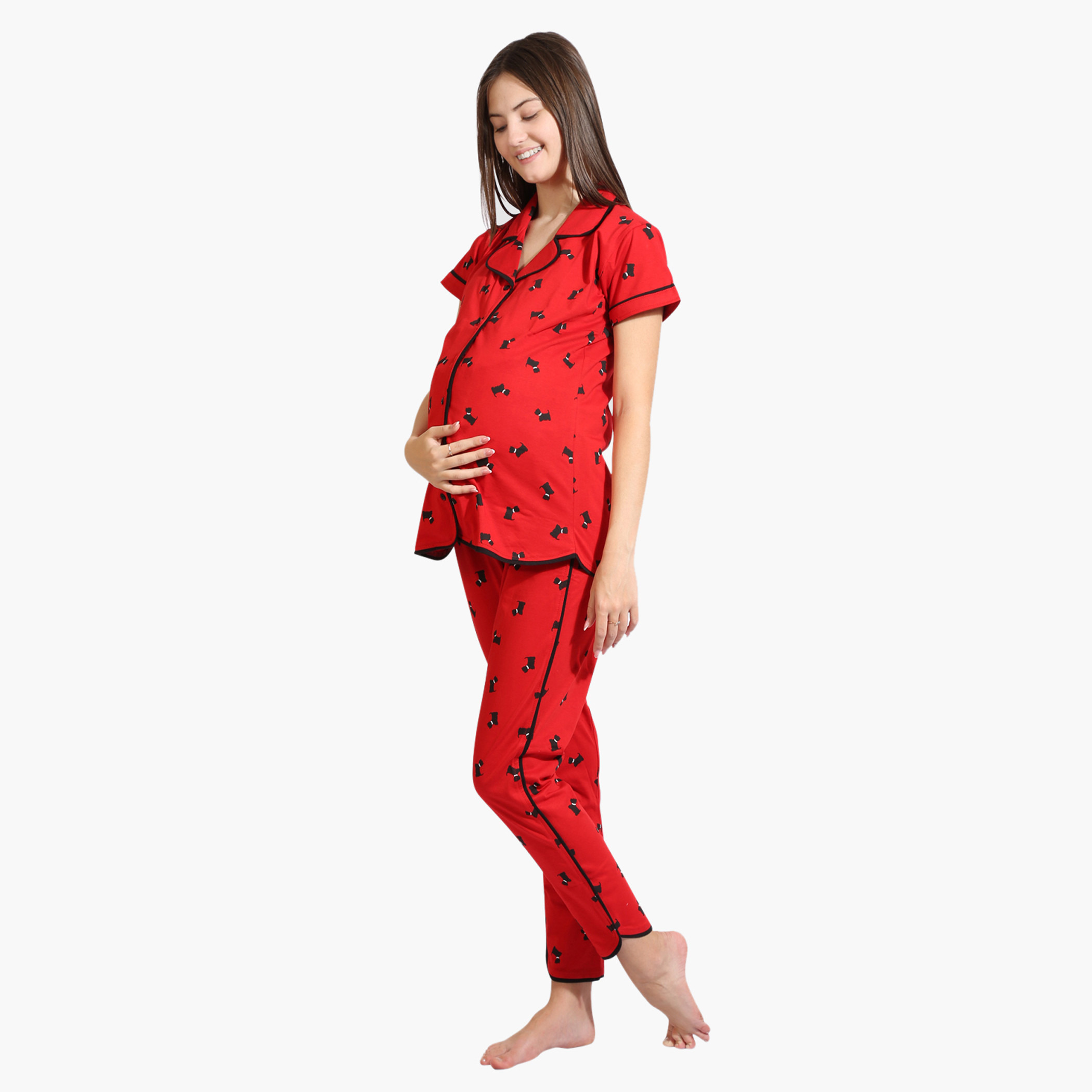 House of Napius Maternity Printed Long Sleeves Shirt and Pyjama Set-baby-maternalcare-maternitywear-image-3
