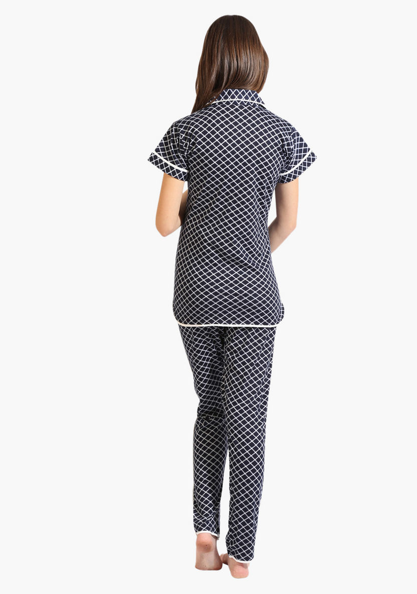 House of Napius Maternity Chequered Shirt and Pyjama Set-Nightwear-image-1