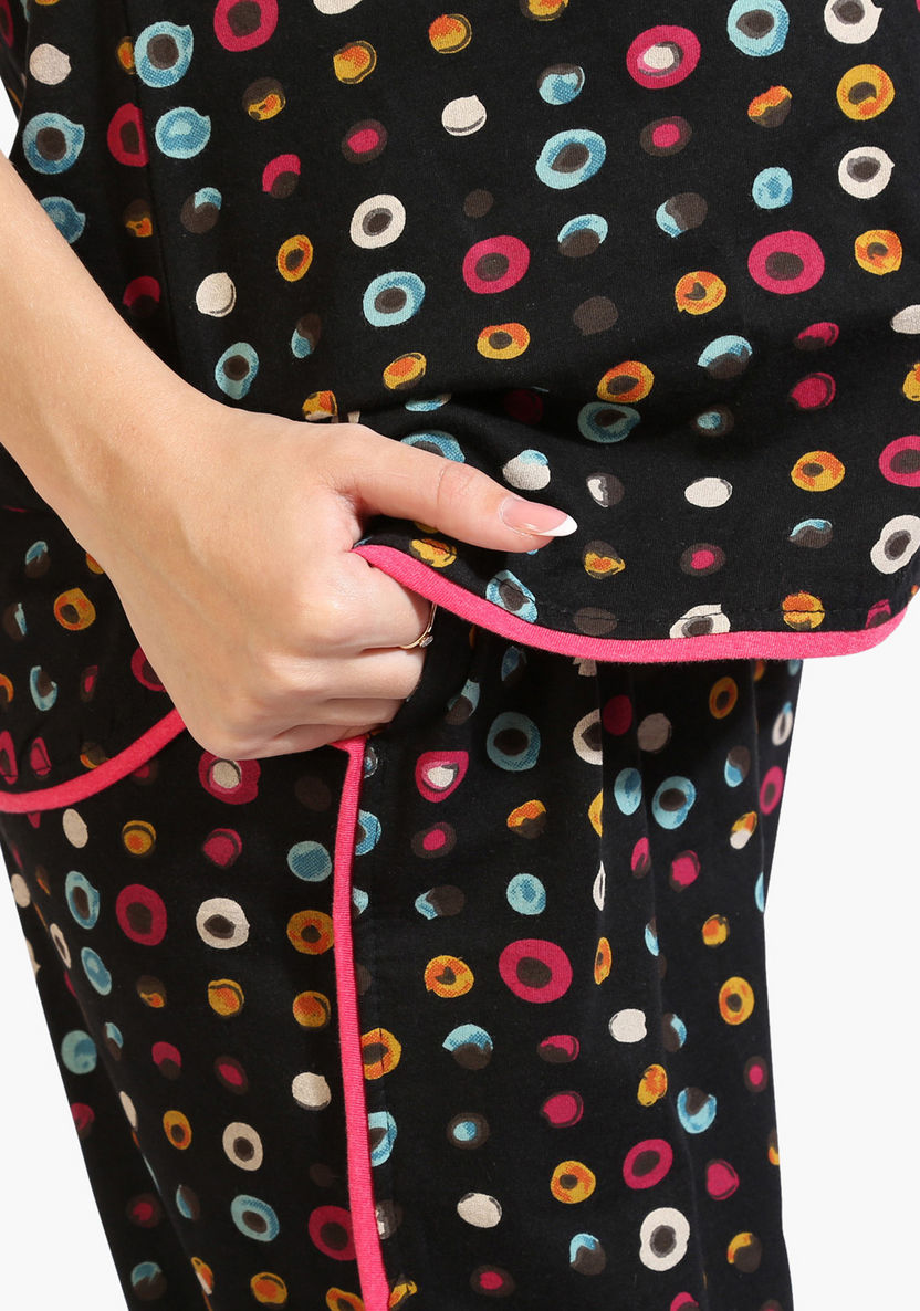 House of Napius Maternity Printed Shirt and Pyjamas Set-Nightwear-image-3