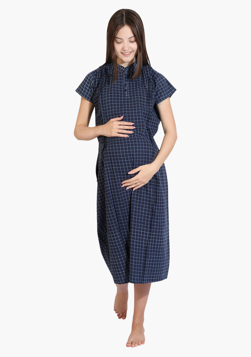 House of Napius Chequered Maternity Dress-Nightwear-image-0