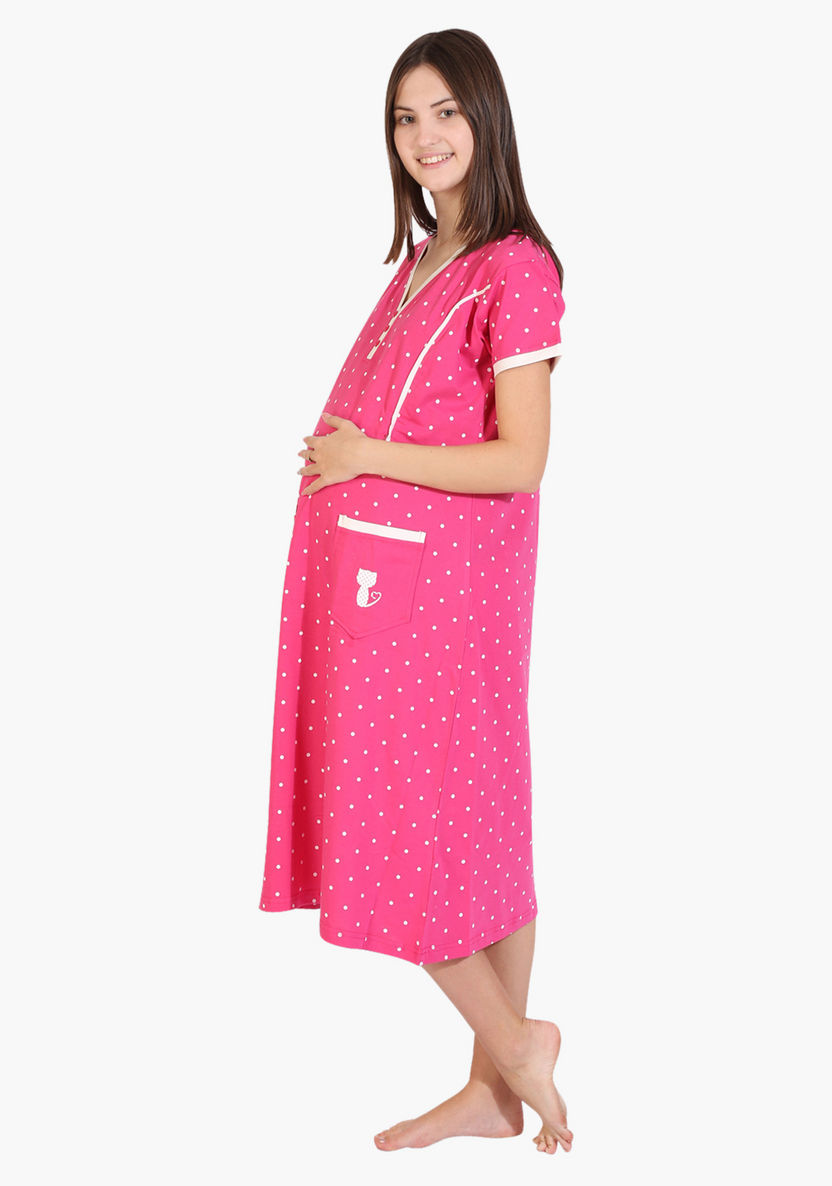 House of Napius Maternity Printed Feeding Sleep Dress-Nightwear-image-2