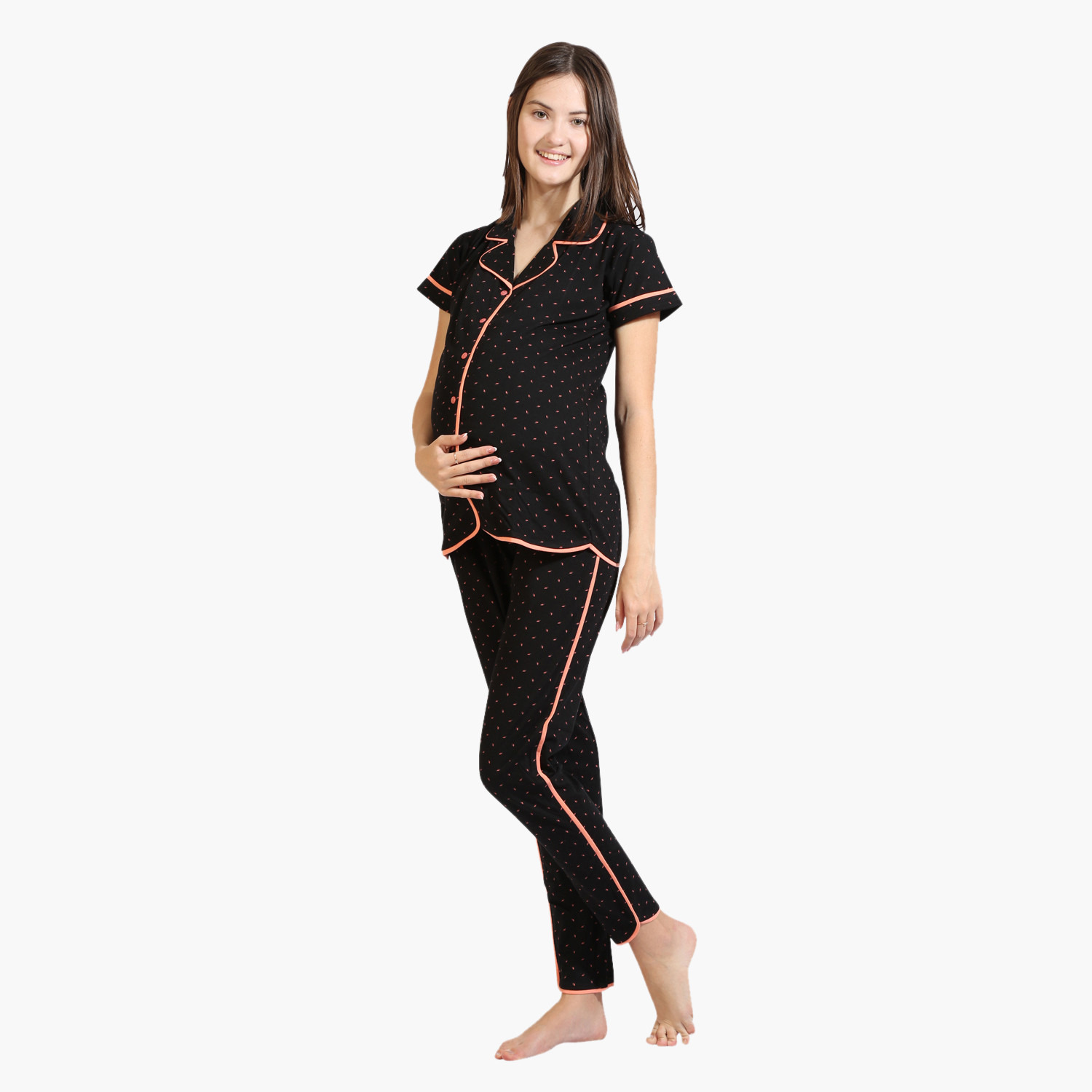 House of Napius Maternity Printed Short Sleeves Shirt and Pyjama Set-baby-maternalcare-maternitywear-image-3