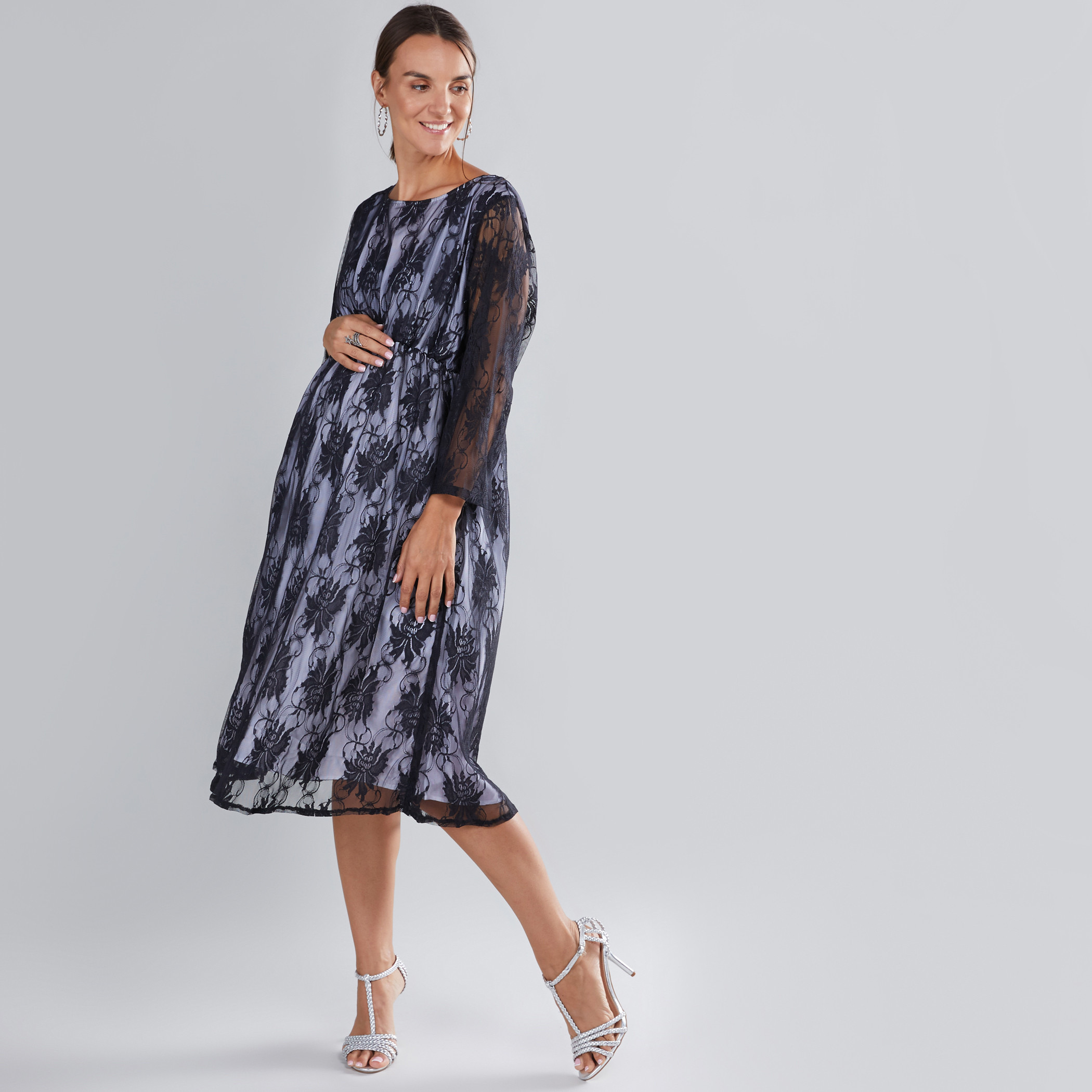 House of Napius Maternity Lace Dress with 3/4 Sleeves-baby-maternalcare-maternitywear-image-1