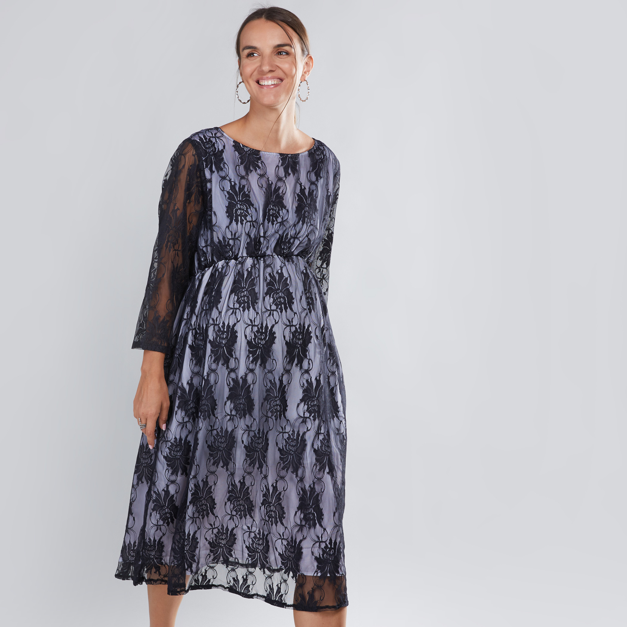 House of Napius Maternity Lace Dress with 3/4 Sleeves-baby-maternalcare-maternitywear-image-2