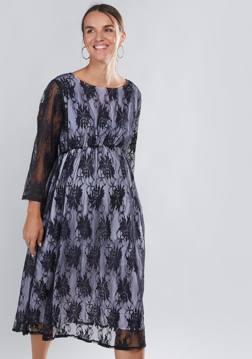 House of Napius Maternity Lace Dress with 3/4 Sleeves-Dresses-image-1