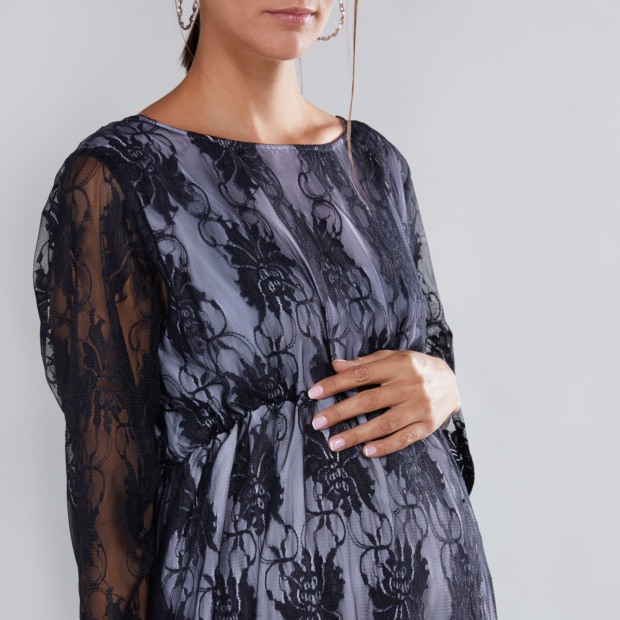 House of Napius Maternity Lace Dress with 3/4 Sleeves-baby-maternalcare-maternitywear-image-3