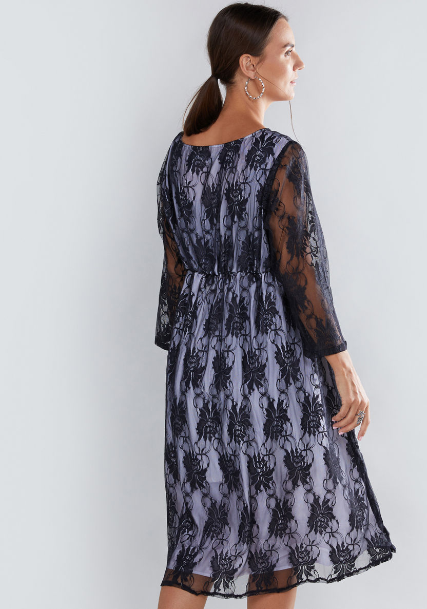 House of Napius Maternity Lace Dress with 3/4 Sleeves-Dresses-image-3
