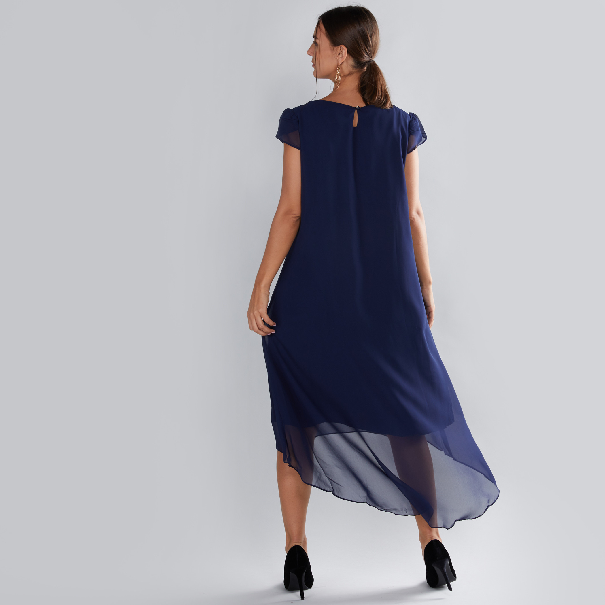 House of Napius  Maternity Embellished Midi Dress with Cap Sleeves-others-image-2