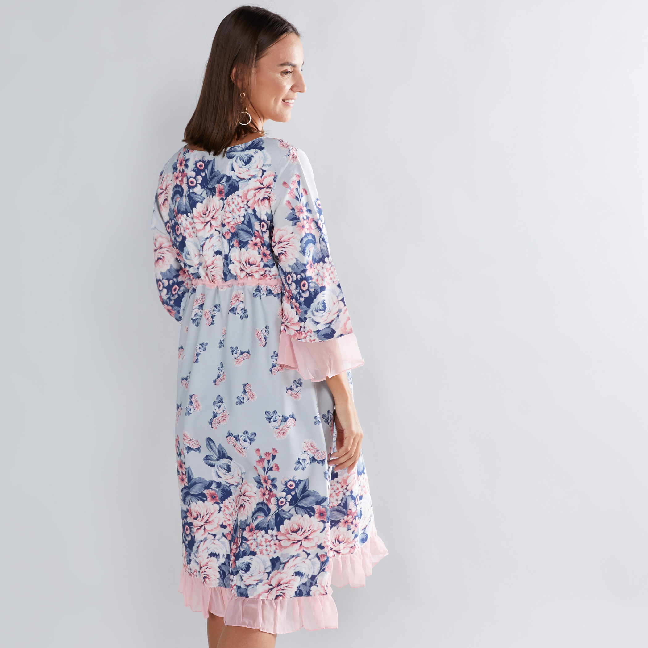 House of Napius Maternity Floral Printed Dress with Tie Ups-others-image-2